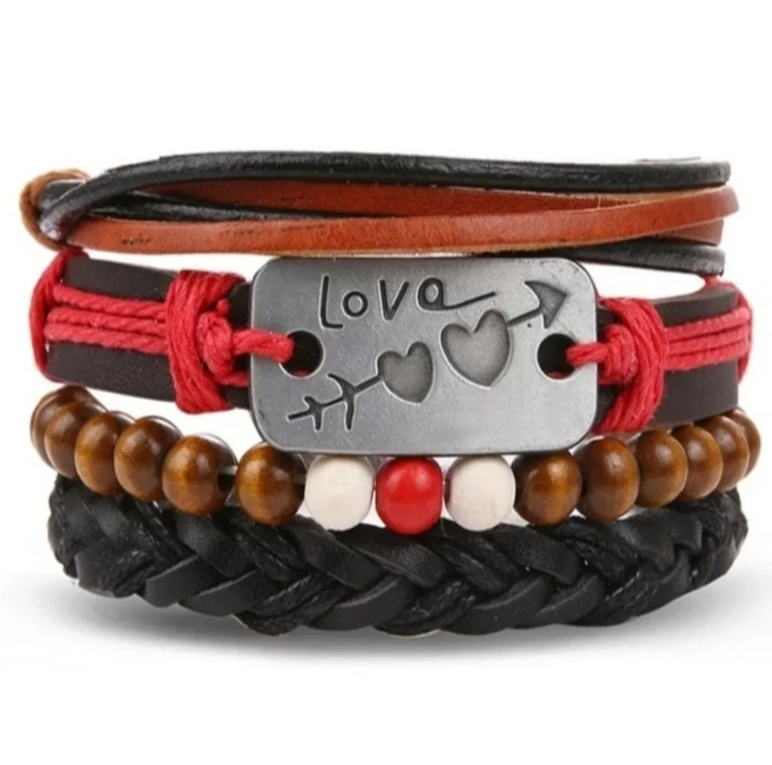 Набір браслетів з екошкіри Love, фото №1