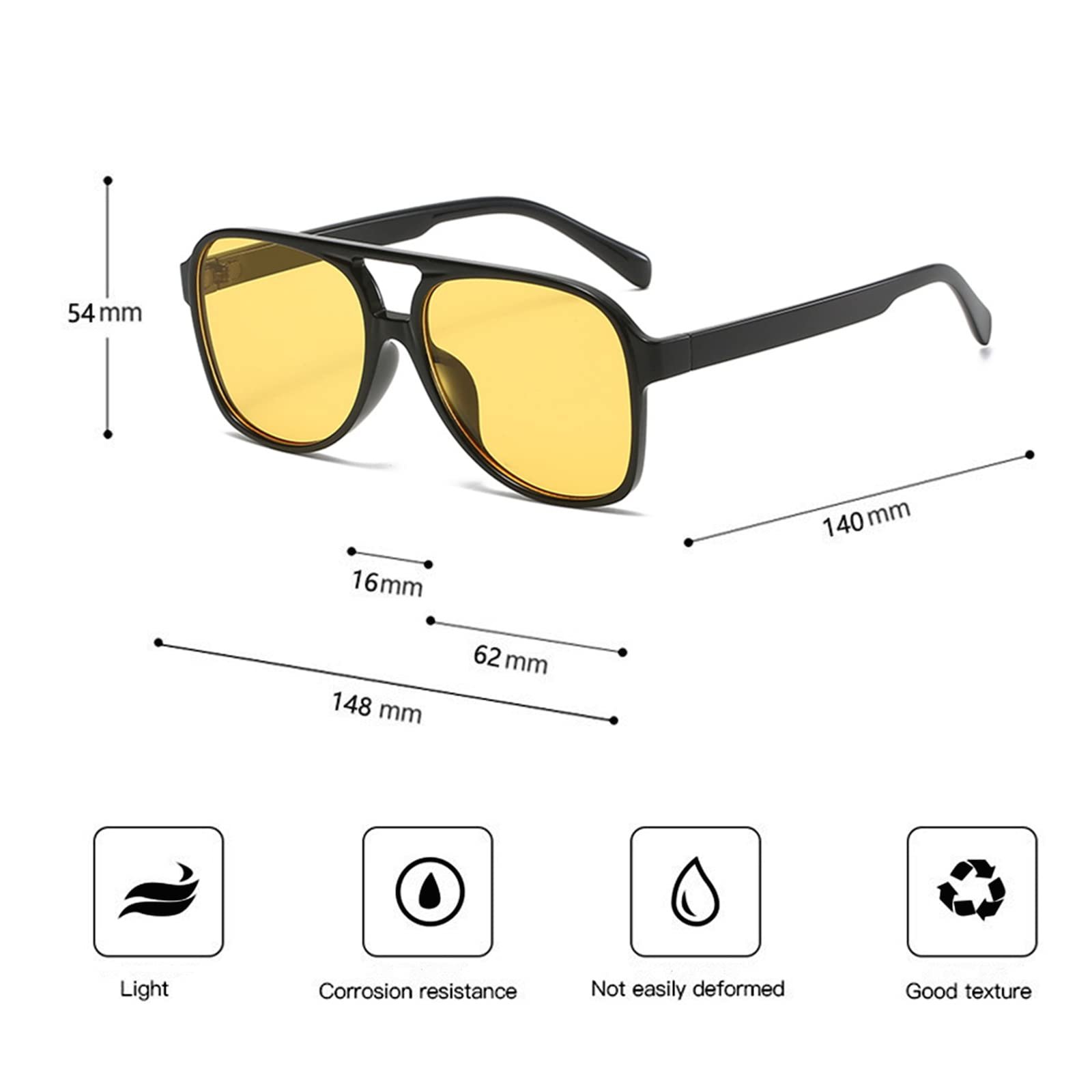 Сонцезахисні окуляри ESALIA Ретро Жовті градієнтні вінтажні для чоловіків і жінок, фото №6