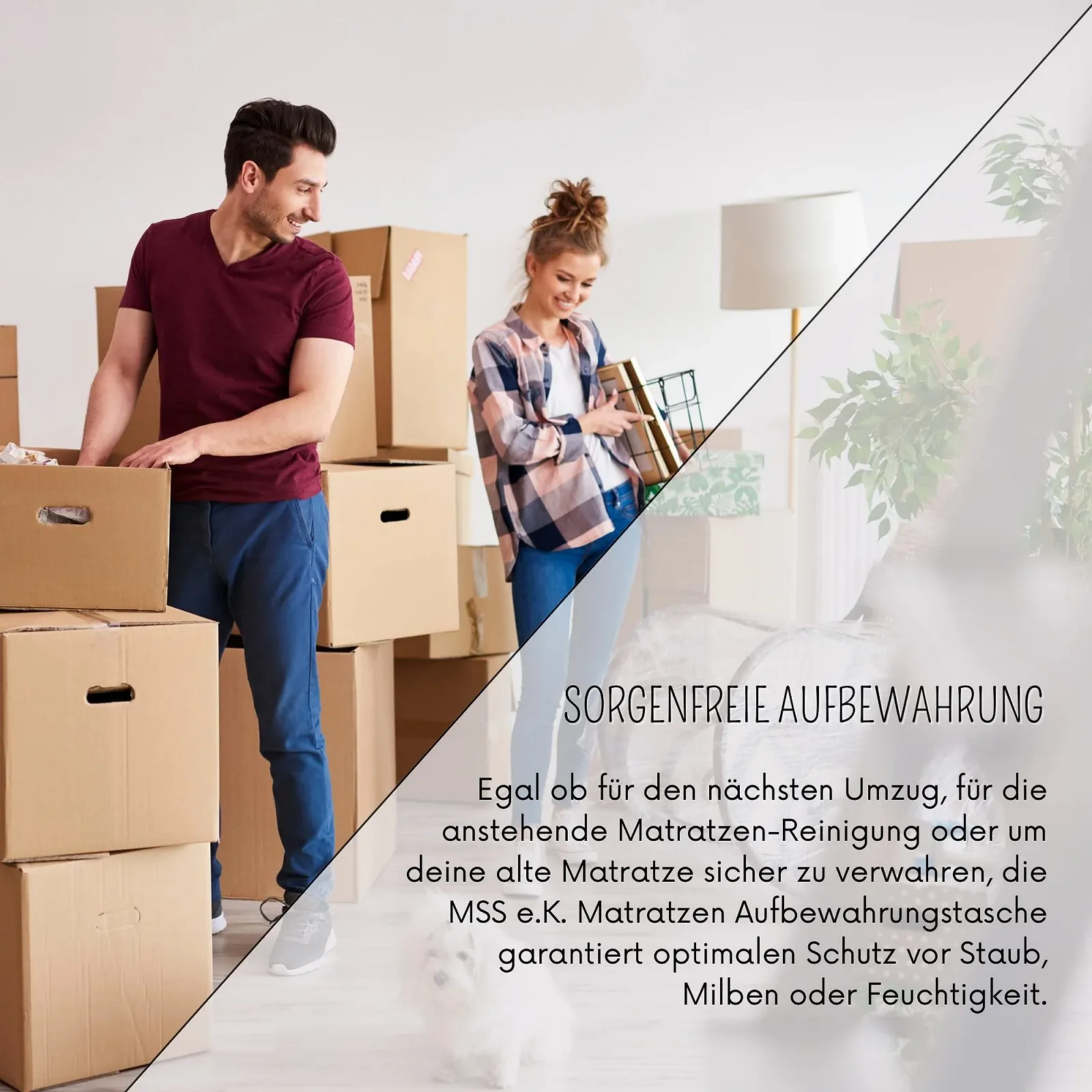 Сумка для матраса MSS e.K. 100 x 200 x 26 см, сумка для хранения матрасов с молнией и ручками для переноски, защитный, полипропилен, фото №6