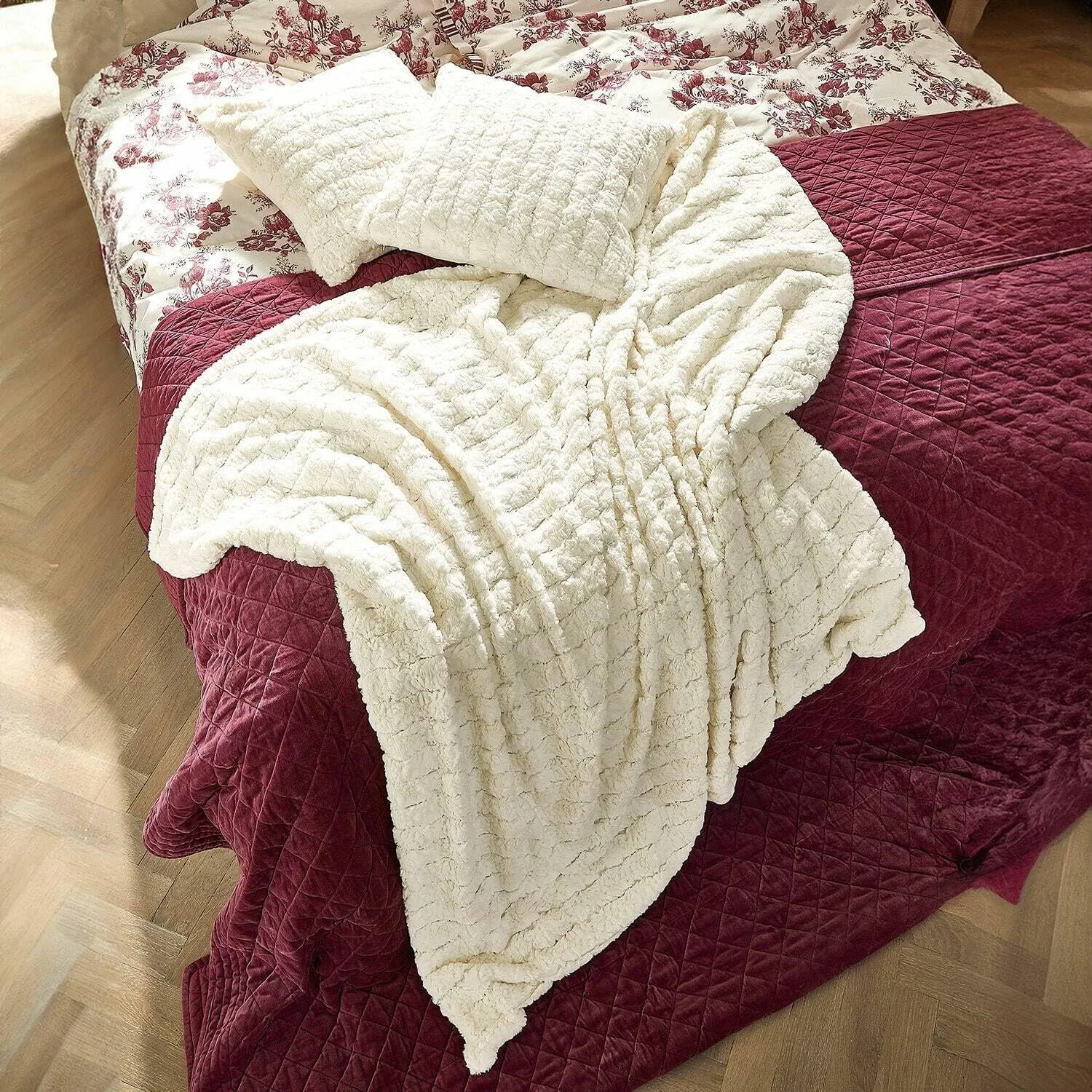 Плед Loberon Dorelice Хутро Білий, фото №2