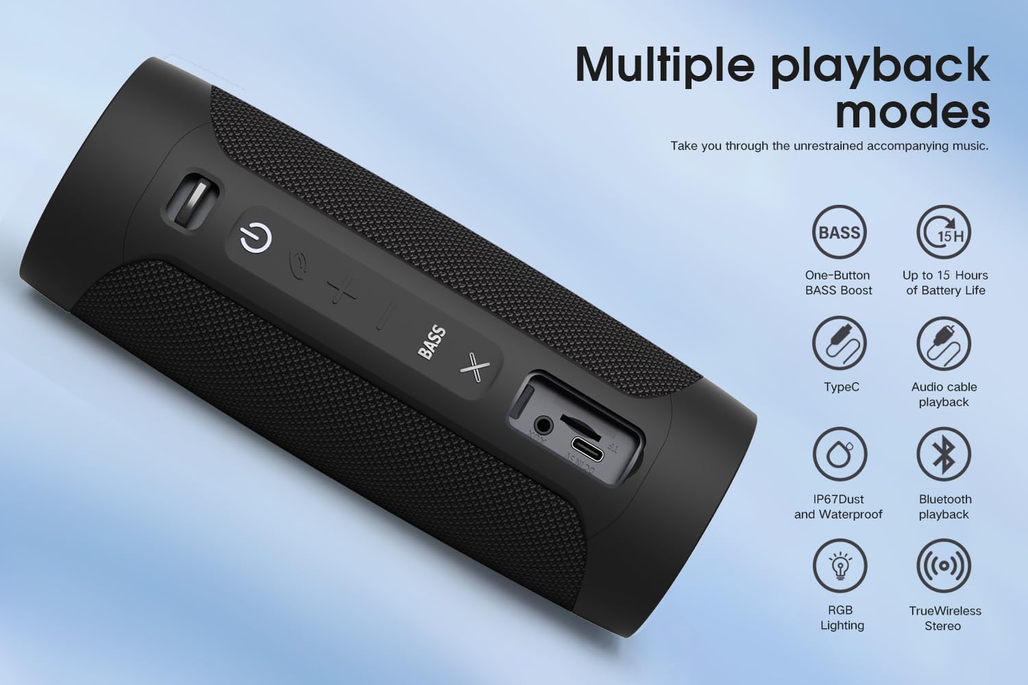 Портативна колонка Maio Bluetooth Портативний Бездротовий 30 Вт Стерео IP67 Чорний, фото №2