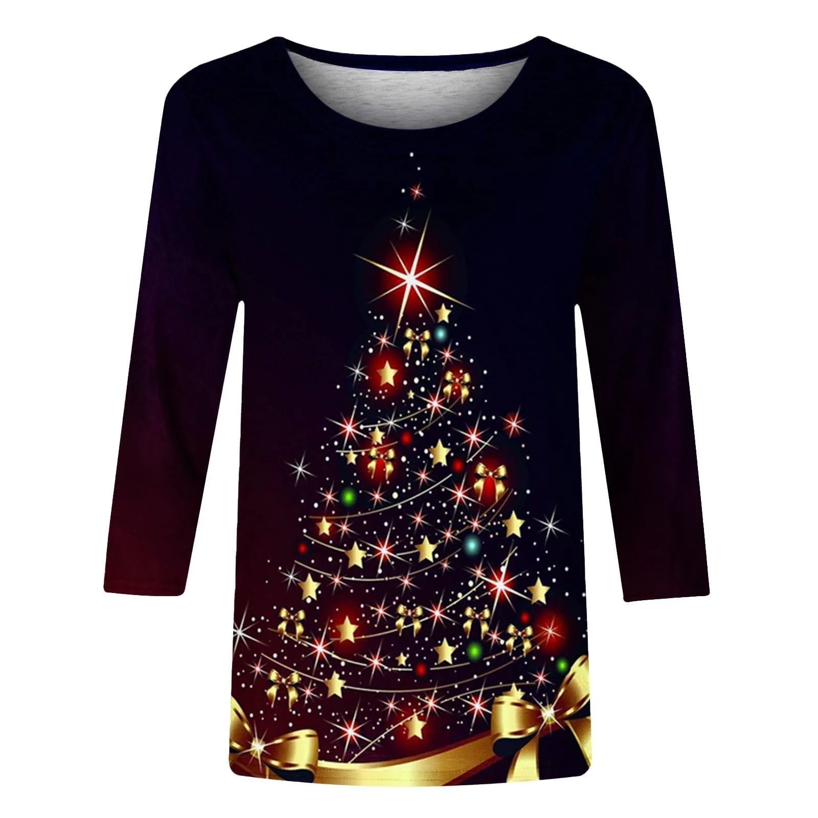 Рождественский Свитшот Женский Футболка с длинным рукавом Круглый вырез Смешной Рождество Большой размер Рождество Casual Спорт На улице Basic Oversize Зима Теплый Модный, фото №3