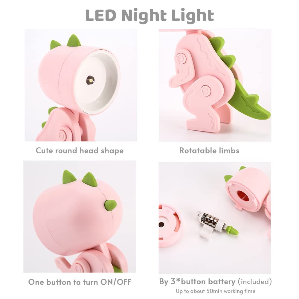 Светильник Irishom Cartoon Night Light Детская лампа Мини динозавр LED Настольная лампа с регулируемым углом, фото №3