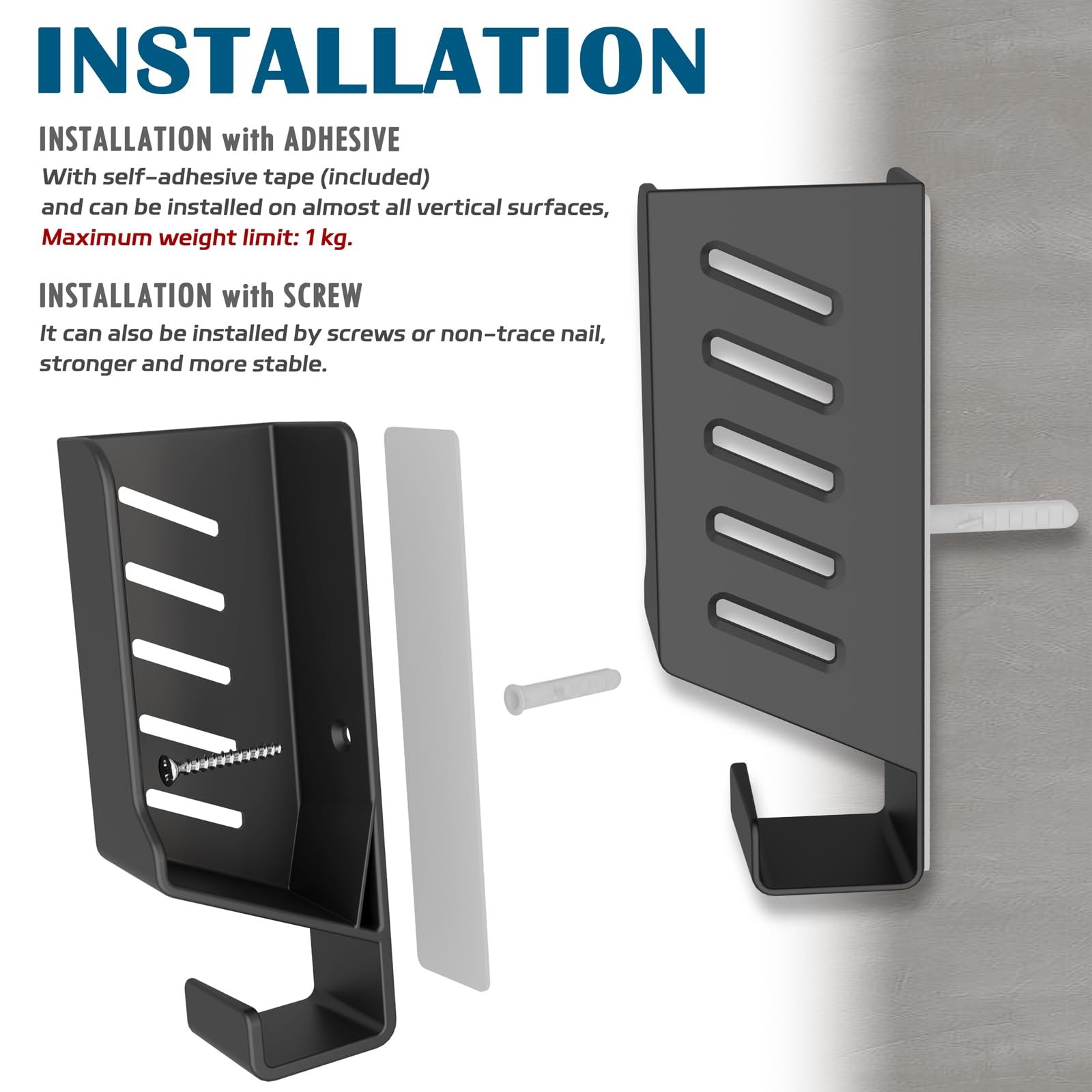 Настенное крепление sciUU Универсальное для ноутбуков/роутеров/ТВ приставок/сетевых коммутаторов/модемов - Совместимо с MacBook/Notebook/ASUS/Lenovo/HP/Dell - Настенная полка для устройств толщиной < 4 см, фото №5 Настенное крепление sciUU Универсальное для ноутбуков/роутеров/ТВ приставок/сетевых коммутаторов/модемов - Совместимо с MacBook/Notebook/ASUS/Lenovo/HP/Dell - Настенная полка для устройств толщиной < 4 см, фото №5