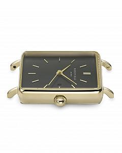 Женские часы Rosefield The Boxy Квадратный корпус Золотой - Черный циферблат и Лесной зеленый ремешок QBFGG-Q031, Золотой-Черный-Зеленый, Элегантные synthetic.ua - Фото 1