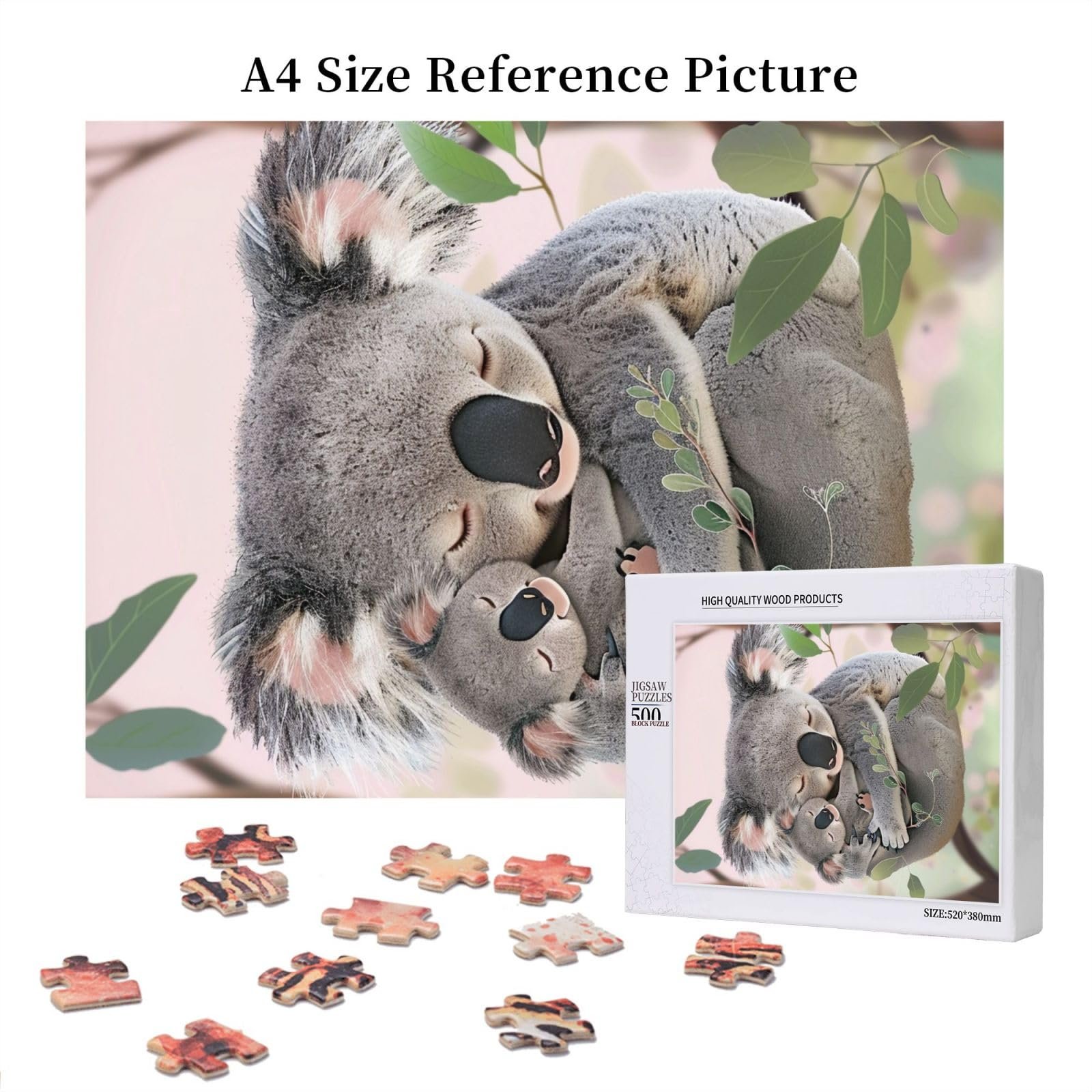 Пазл Wooden Puzzle Cute Koala Mom and Baby 500 деталей 38 x 52 см с коробкой для хранения, фото №5 Пазл Wooden Puzzle Cute Koala Mom and Baby 500 деталей 38 x 52 см с коробкой для хранения, фото №5
