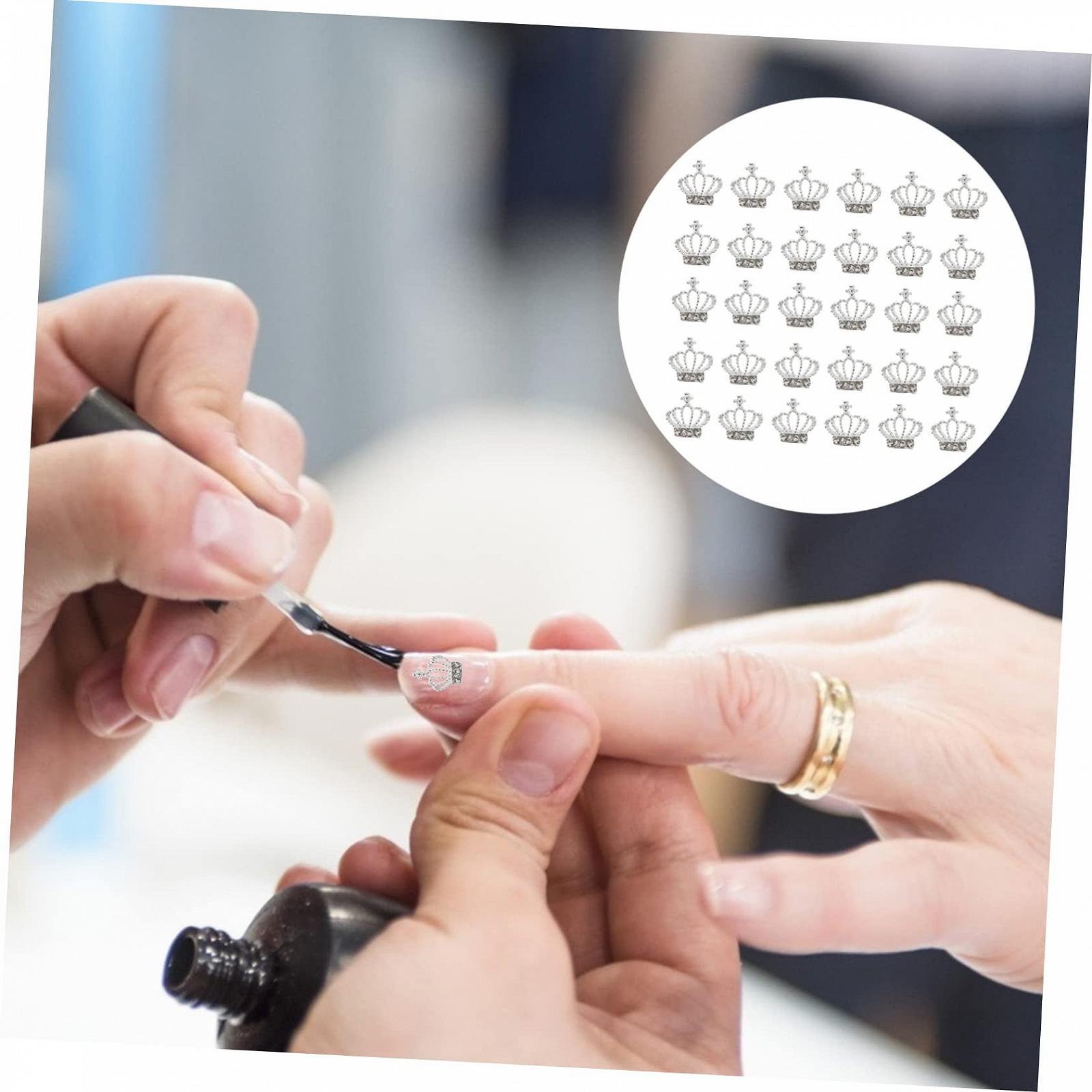 Наклейки для ногтей из сплава FRCOLOR 30 штук, корона, хрустальные камни, уникальный дизайн, фото №7