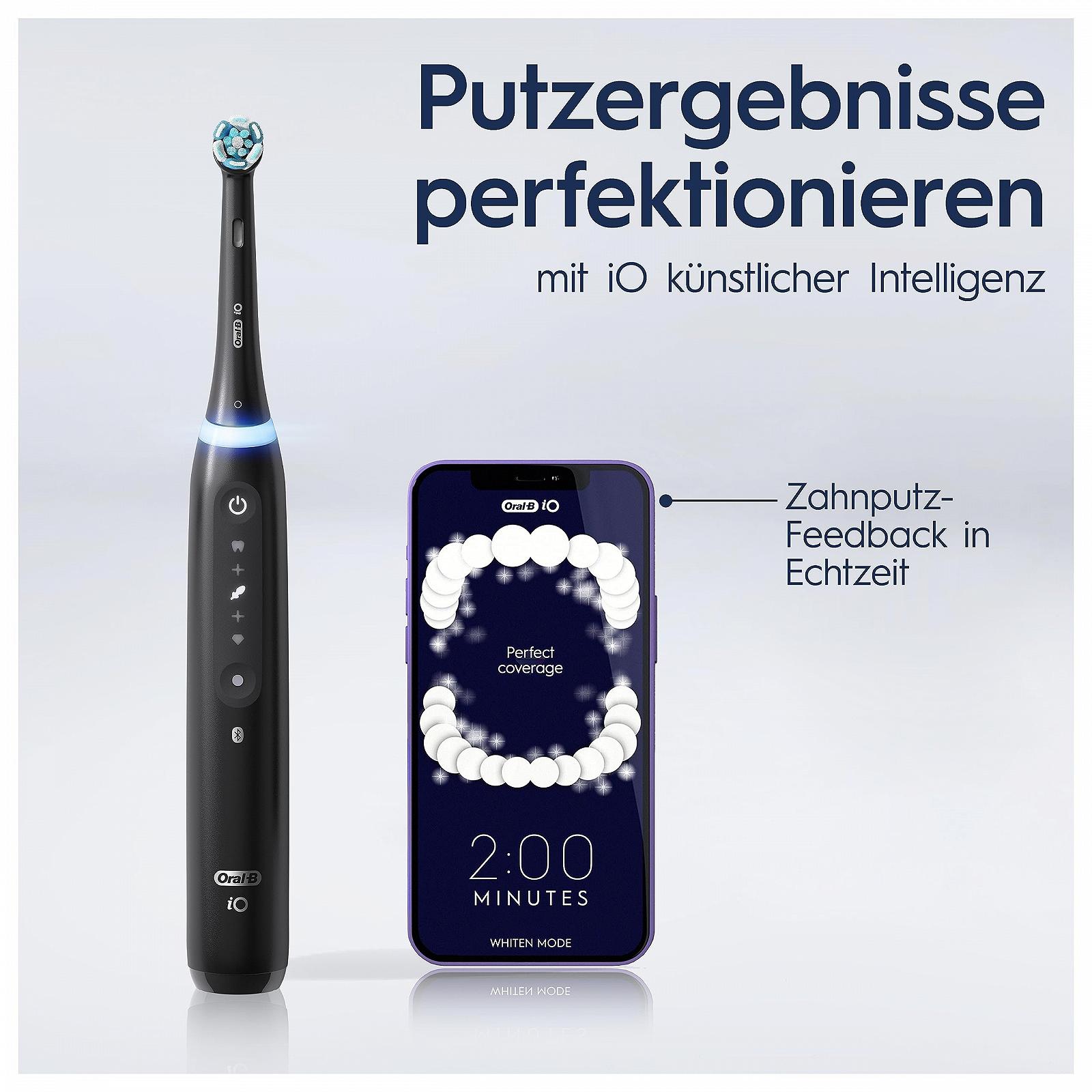 Зубна щітка електрична Oral-B iO Series 5 Plus Edition, плюс 3 змінні насадки, магнітний чохол, 5 режимів чищення, переробне пакування, чорна, фото №7
