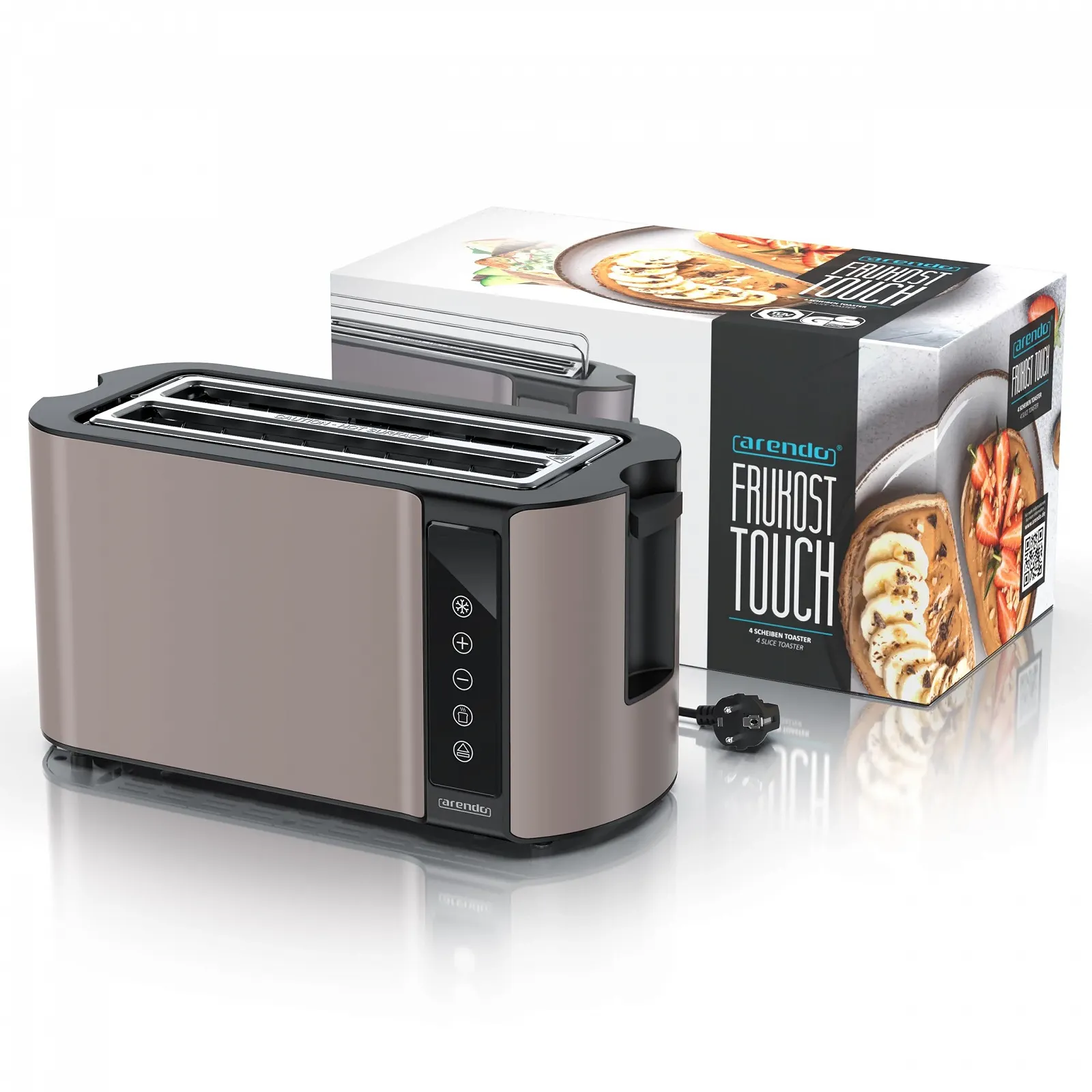Тостер Arendo FRUKOST TOUCH 4 скибочки, нержавіюча сталь, фото №7