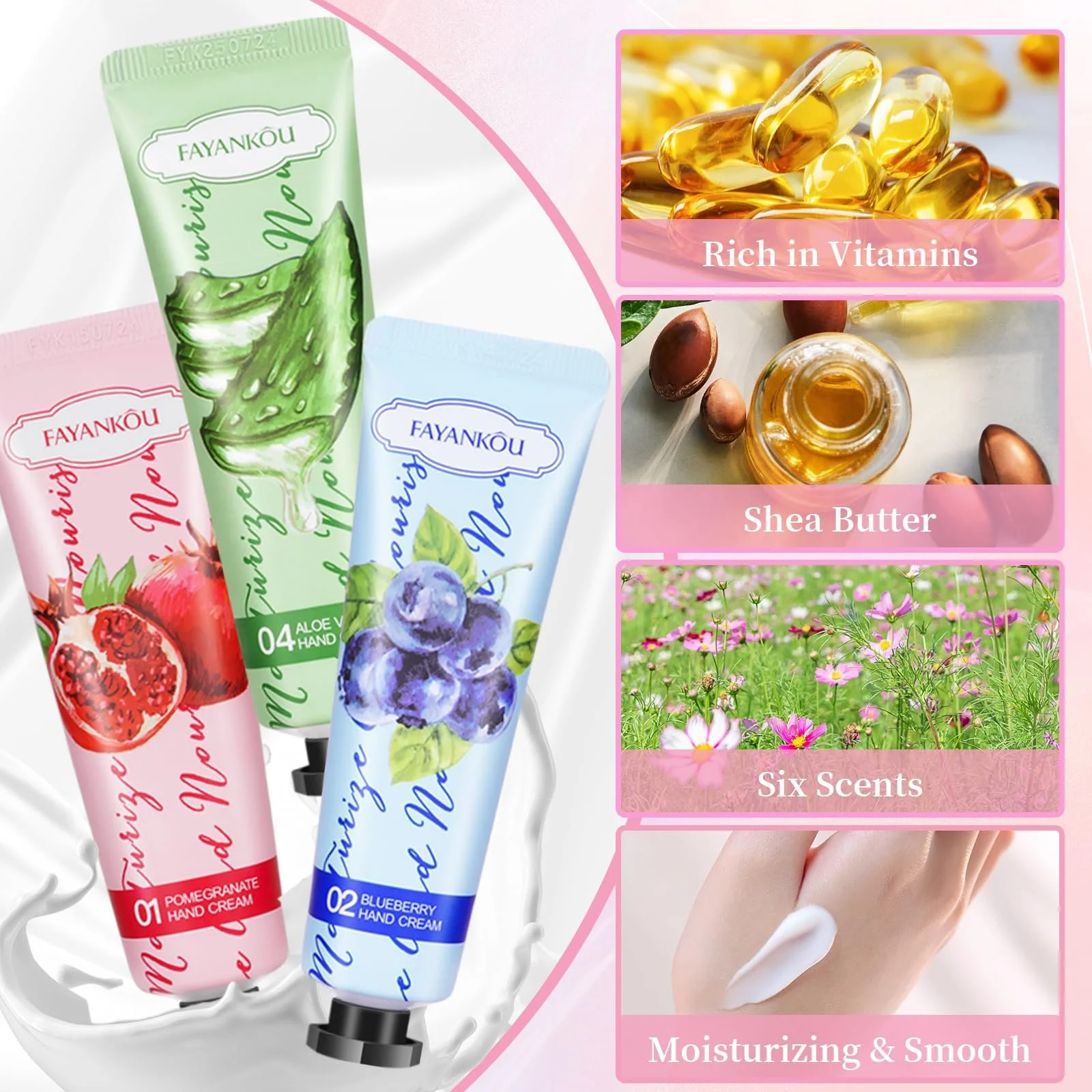 Крем для рук Набір Ароматизовані свічки Подарунки для жінок, 6 кремів для рук i 4 ароматизовані свічки, фото №4