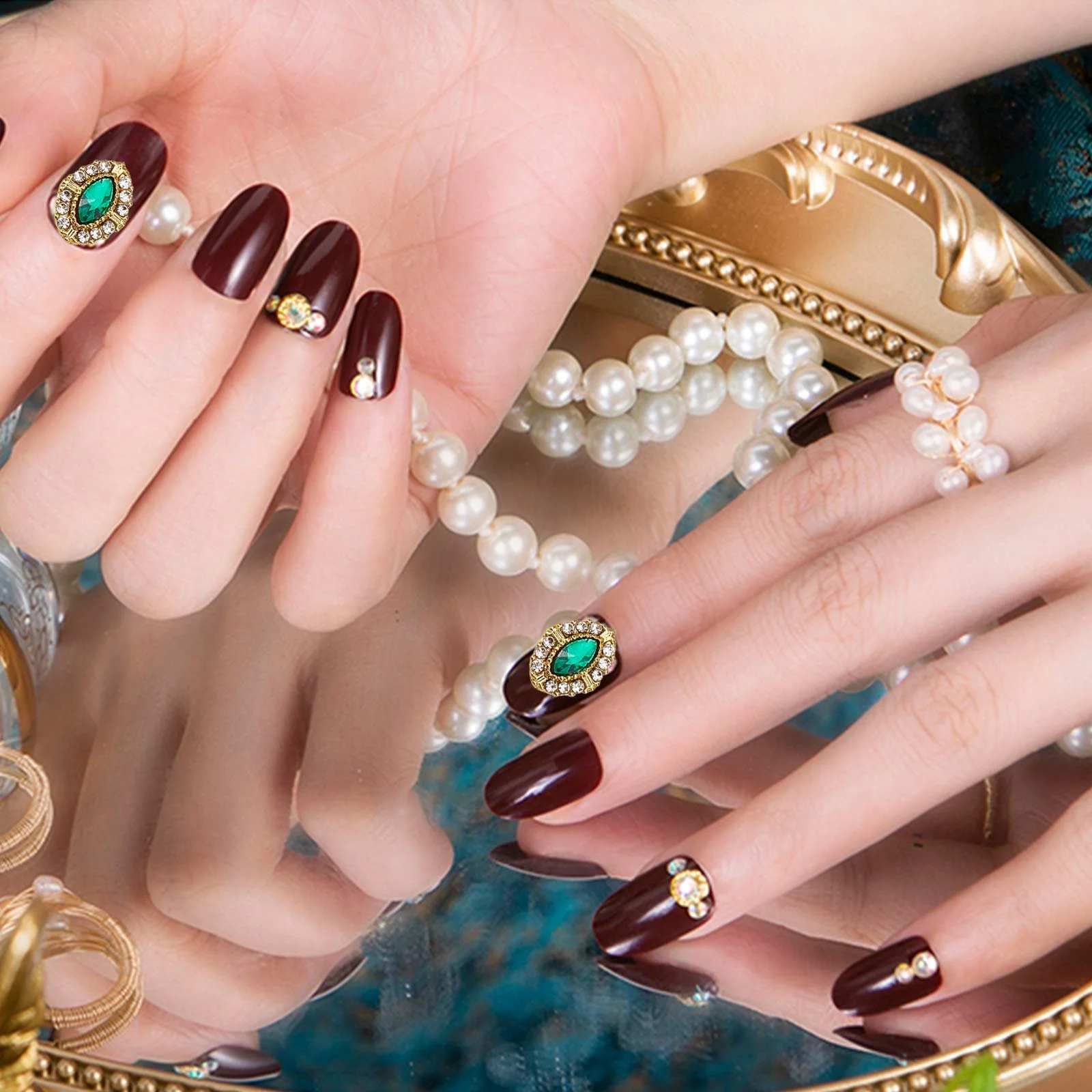 Стразы для ногтей NICENEEDED 12 штук, 3D украшения для ногтей с большими смешанными размерами, металлические кристаллы для ногтей, камни для женщин, девушек, DIY, принадлежности для дизайна ногтей (стиль 2), фото №6