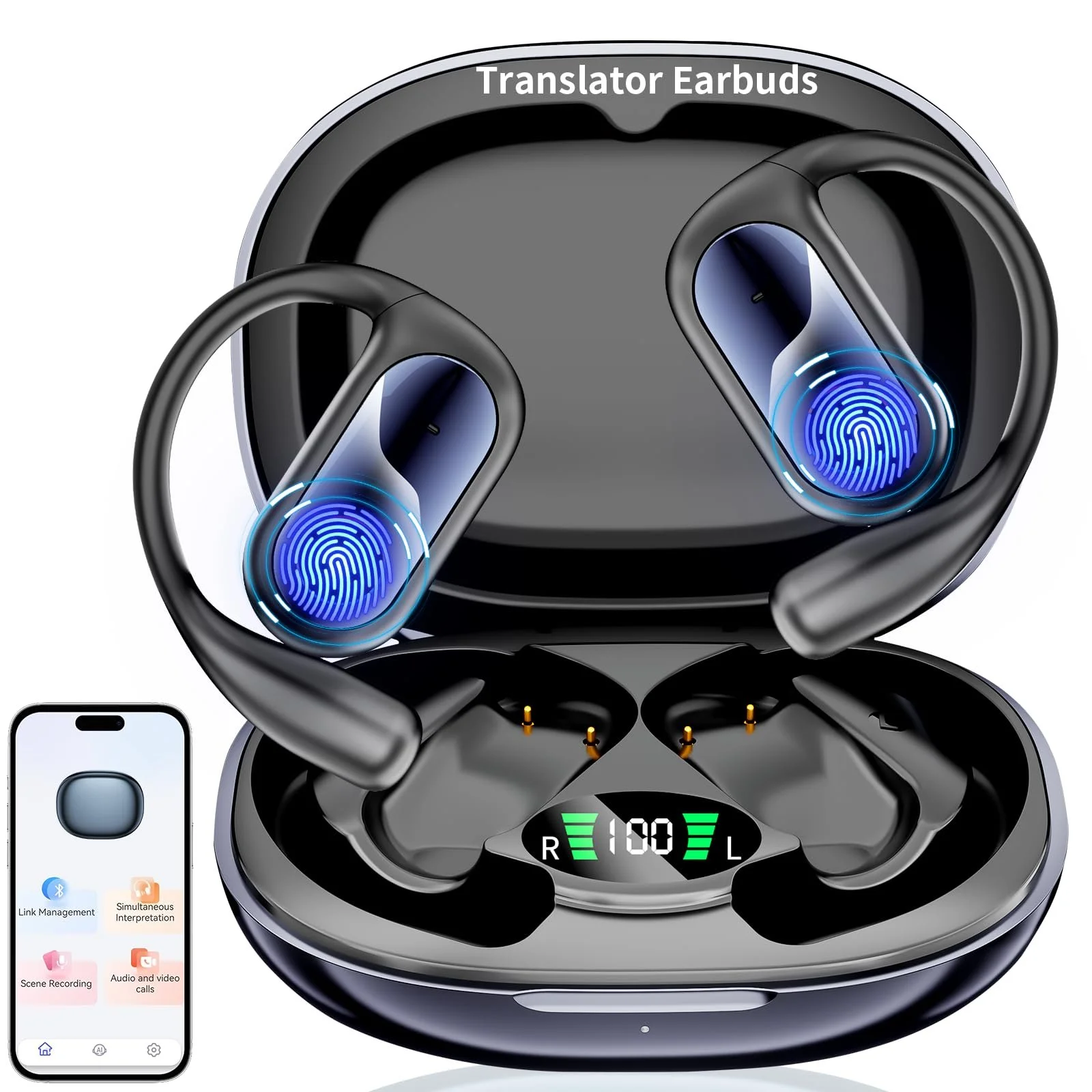 Навушники-перекладачі AI Xeletu 3 в 1, 164 мови, ANC ENC шумозаглушення, двонаправлений синхронний переклад для подорожей, навчання, iOS, Android, фото №1