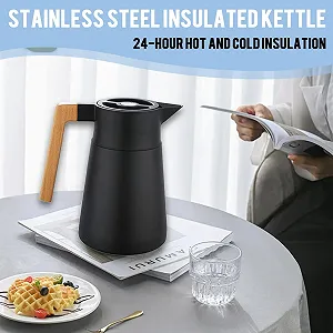 Термос Кавник Thermos Нержавіюча сталь 18/10, Вакуумна ізоляція, з дерев'яною ручкою, 2 л synthetic.ua - Фото 1