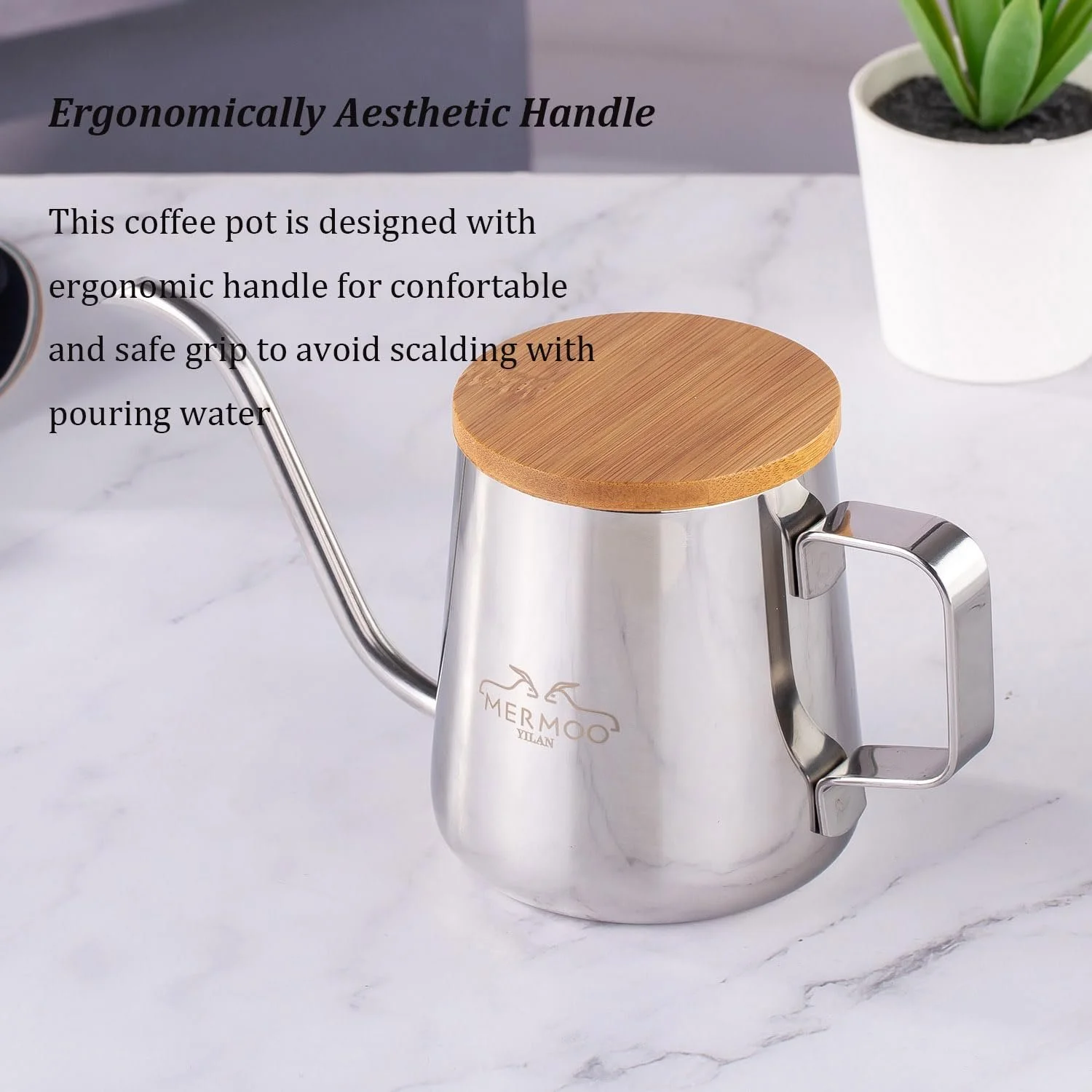 Кавник MERMOO YILAN Gooseneck 350 мл з нержавіючої сталі Gooseneck Кавоварка Pour Over, фото №4