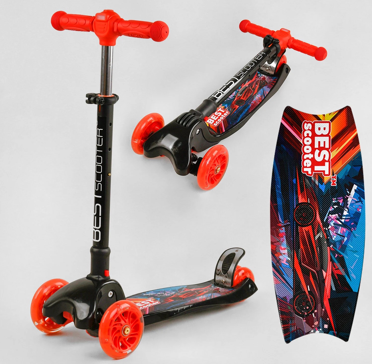 Самокат трехколесный Best Scooter Sportcar 24х55 см Multicolor 111639, фото №2