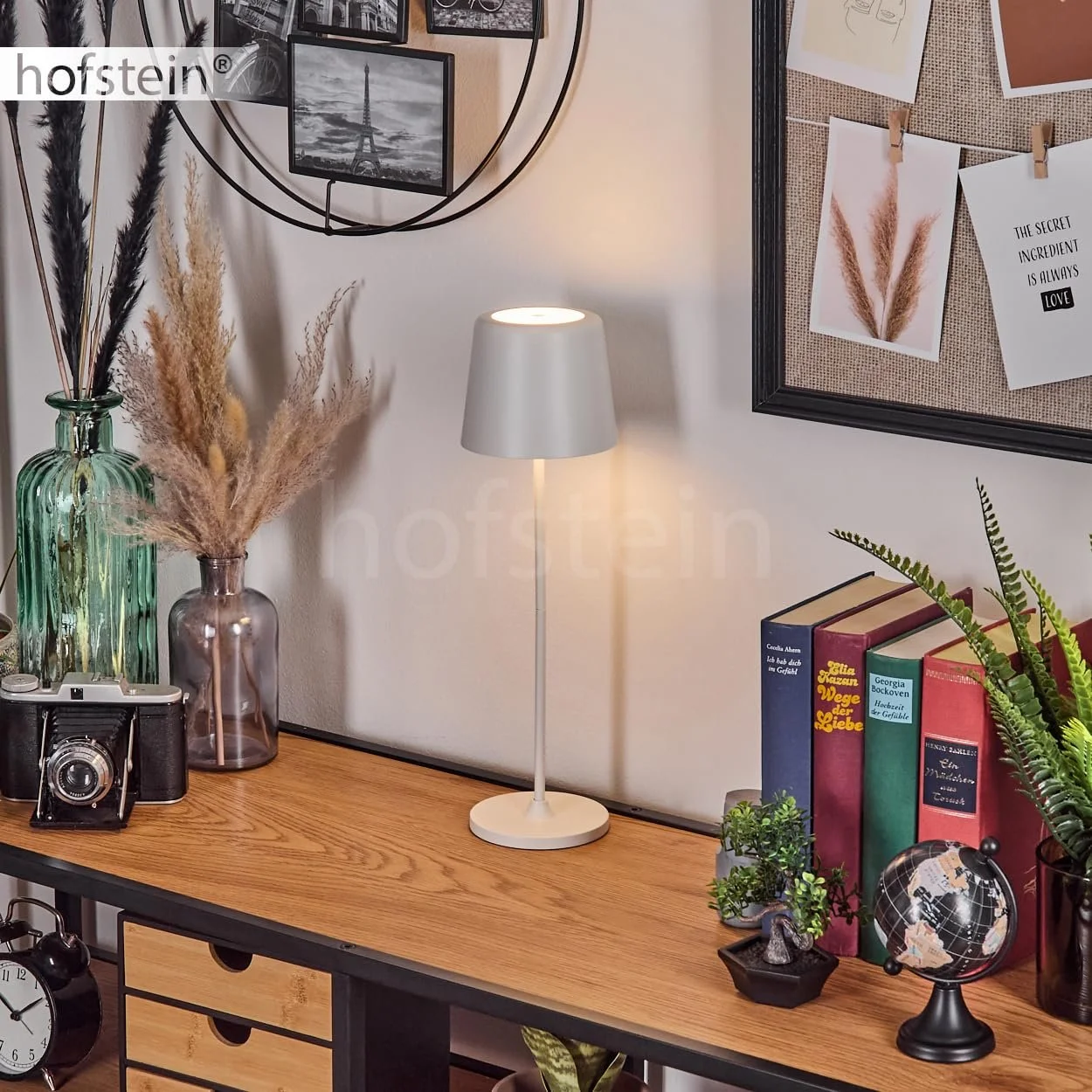 Настільна лампа HOFSTEIN Belece LED димована метал/пластик USB-C акумулятор 2 Ват 310 Люмен 3000 Кельвін білий, фото №8
