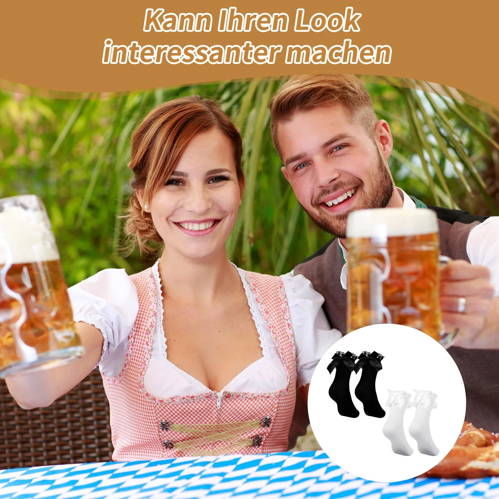 Жіночі шкарпетки з рюшами Geyoga (2 пари) білого та чорного кольорів, фото №7