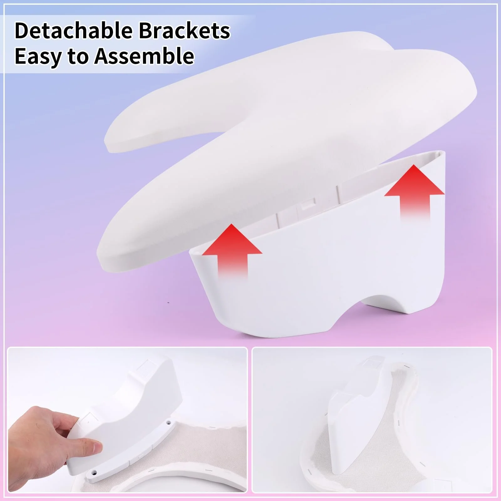 Підставка для рук U-подібна lootaan для манікюру зі знімними кронштейнами, мікрофібра, PU шкіра (біла), фото №3