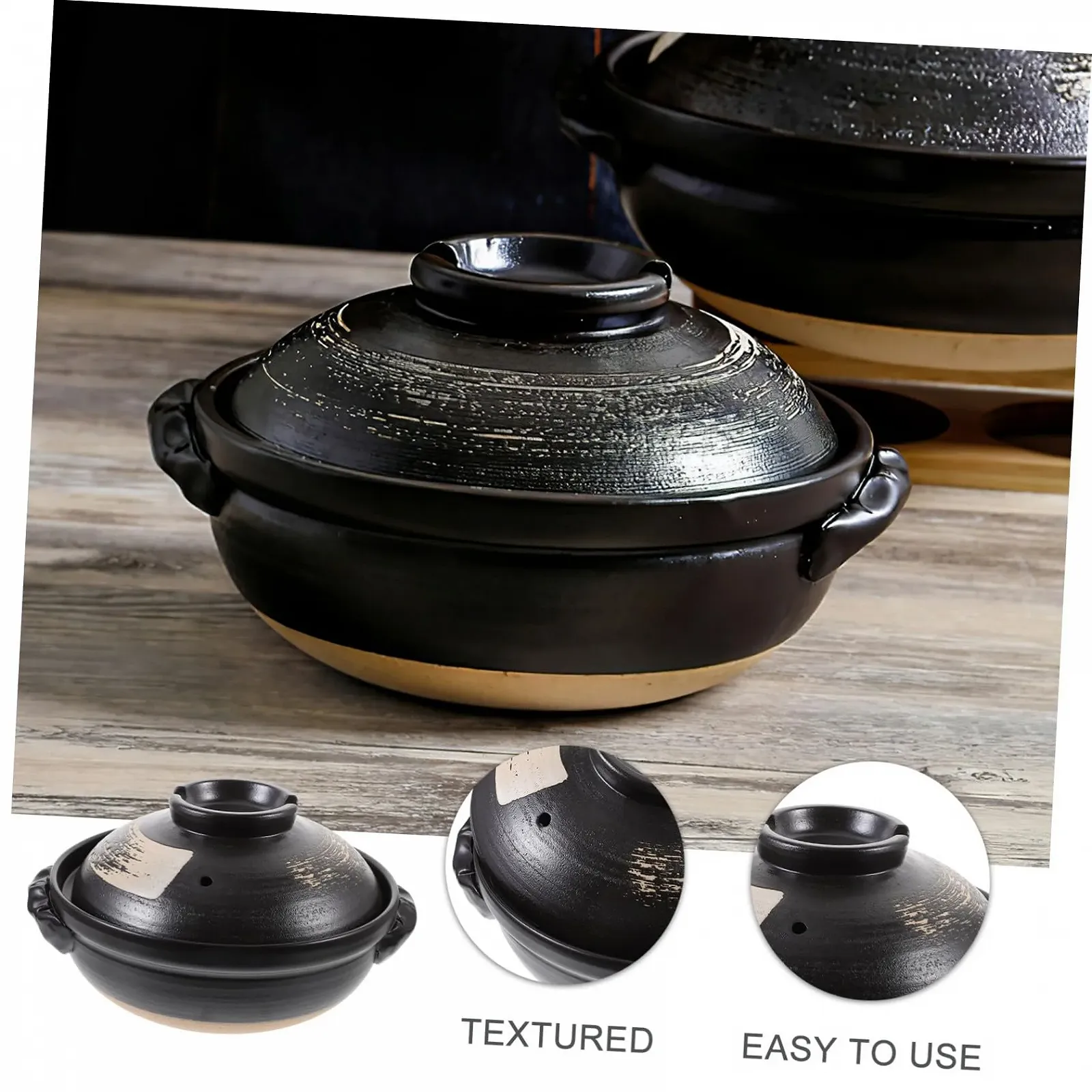 Кастрюля-сотейник INOOMP Keramik 900 мл с отверстиями для вентиляции глазурованная поверхность, фото №9