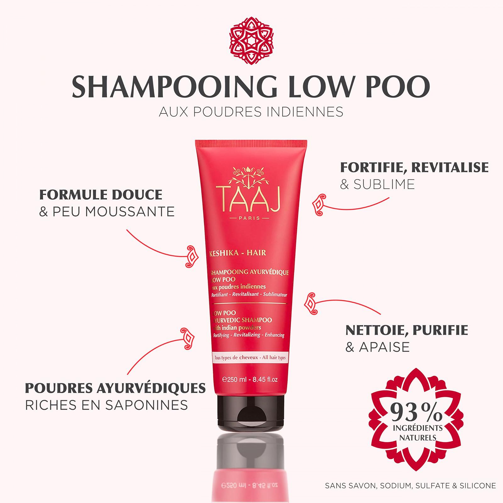 Шампунь TAAJ Keshika Очищуючий Детокс очищує Зміцнює і стимулює Для свіжого і м'якого волосся Жирне волосся 90% інгредієнтів натурального походження Веганський 250 мл, фото №2