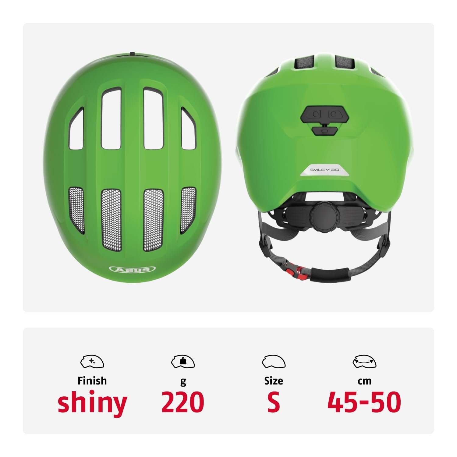 Шолом Велосипедний ABUS Smiley 3.0 S, зелений блискучий, фото №3