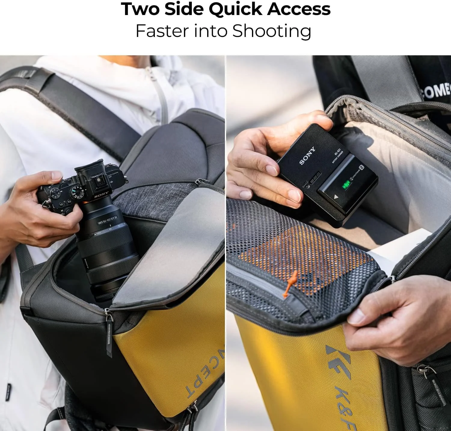 Рюкзак для фотокамери K&F CONCEPT / 29x20x45см / Жовтой-сірий, фото №3