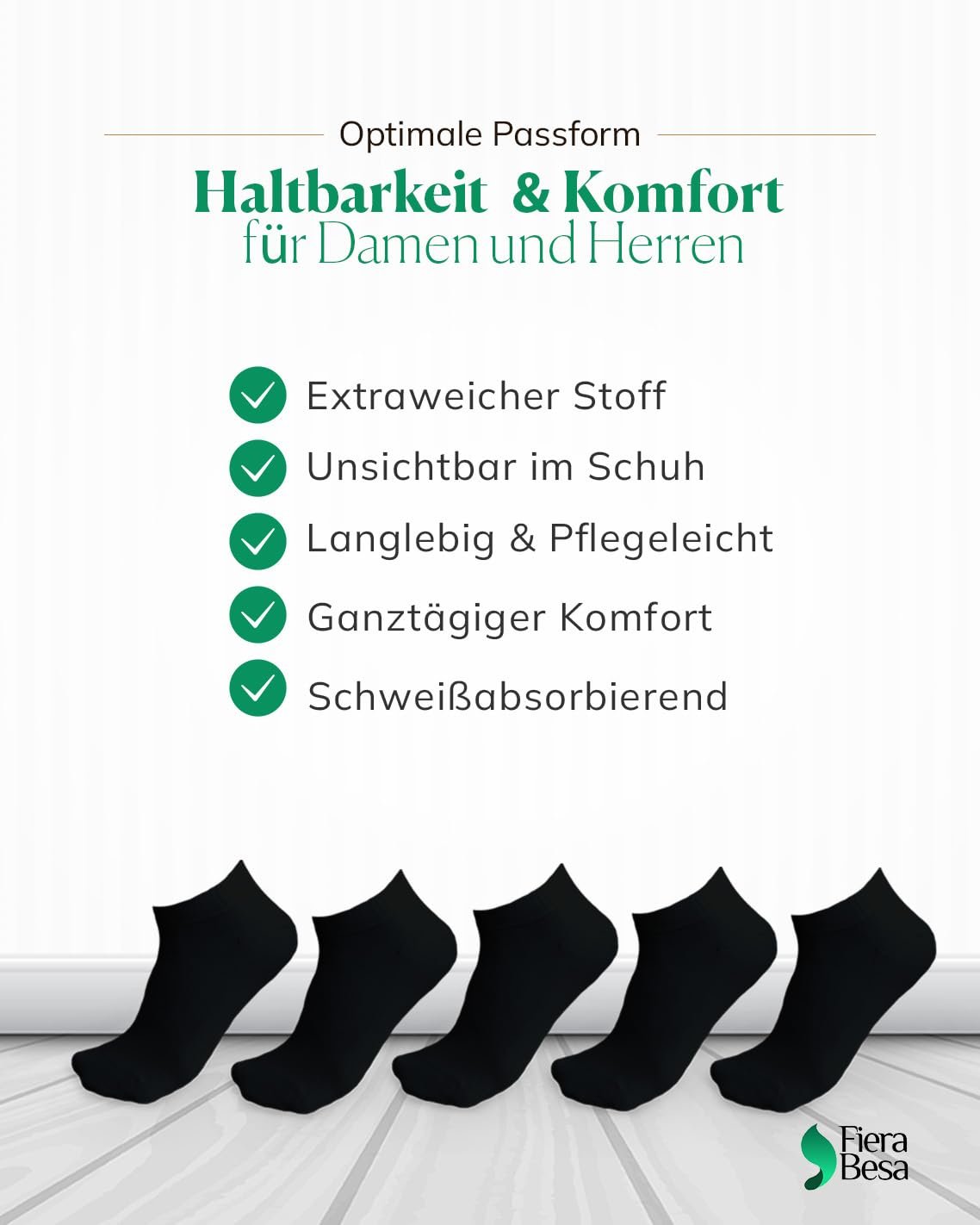 Унисекс Бамбуковые носки Короткие спортивные носки 5 пар Мягкие и эластичные Бесшовные Усиленные пятка и носок Сделано в Европе Удобные и дышащие Черно-белые Размеры 35-38, 39-42, 43-46, фото №6