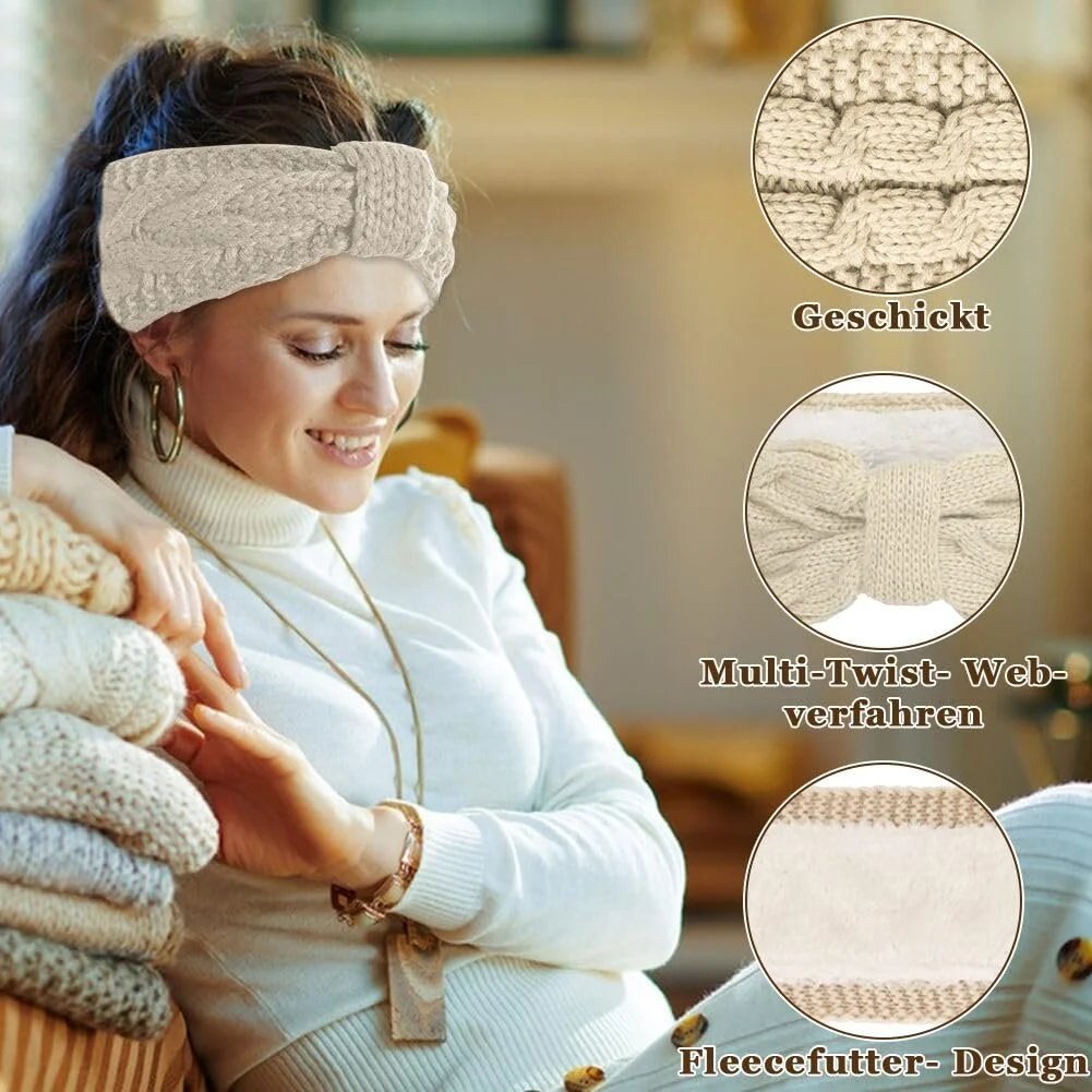 В'язана Жіноча Зимова Пов'язка на Голову Білий + Рожевий, фото №6 В'язана Жіноча Зимова Пов'язка на Голову Білий + Рожевий, фото №6