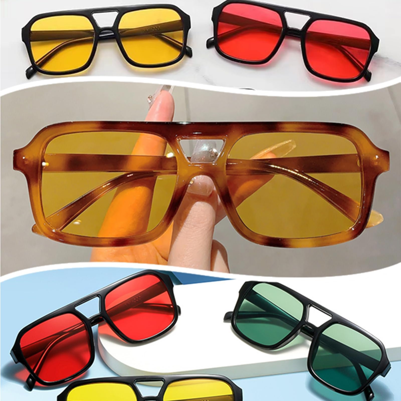 Сонцезахисні окуляри Квадратні Laurinny Ретро 70-х Вінтаж Класичні з подвійним містком, фото №6