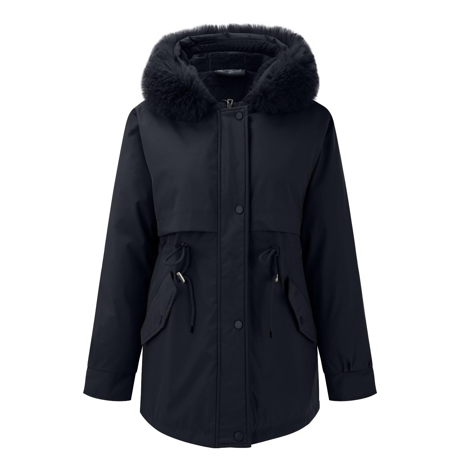 Парка Жіноча Демісезонна На Флісі З Штучним Хутром Тепла Довга З Капюшоном, фото №1