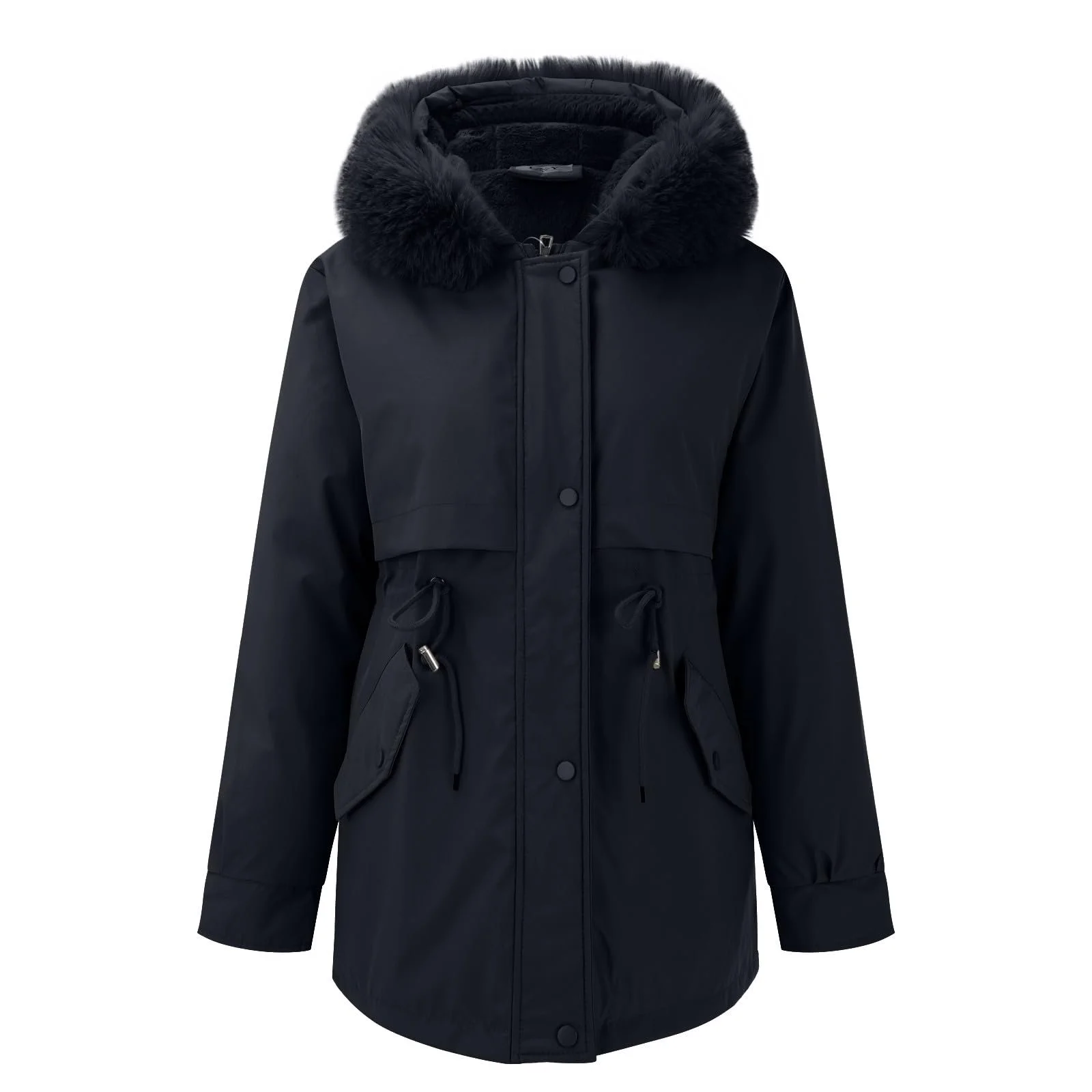 Парка Жіноча Демісезонна На Флісі З Штучним Хутром Тепла Довга З Капюшоном, фото №1