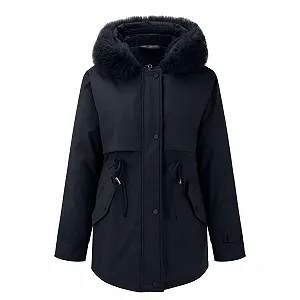 Парка Женская Демисезонная На Флисе С Искусственным Мехом Теплая Длинная С Капюшоном - Фото 1