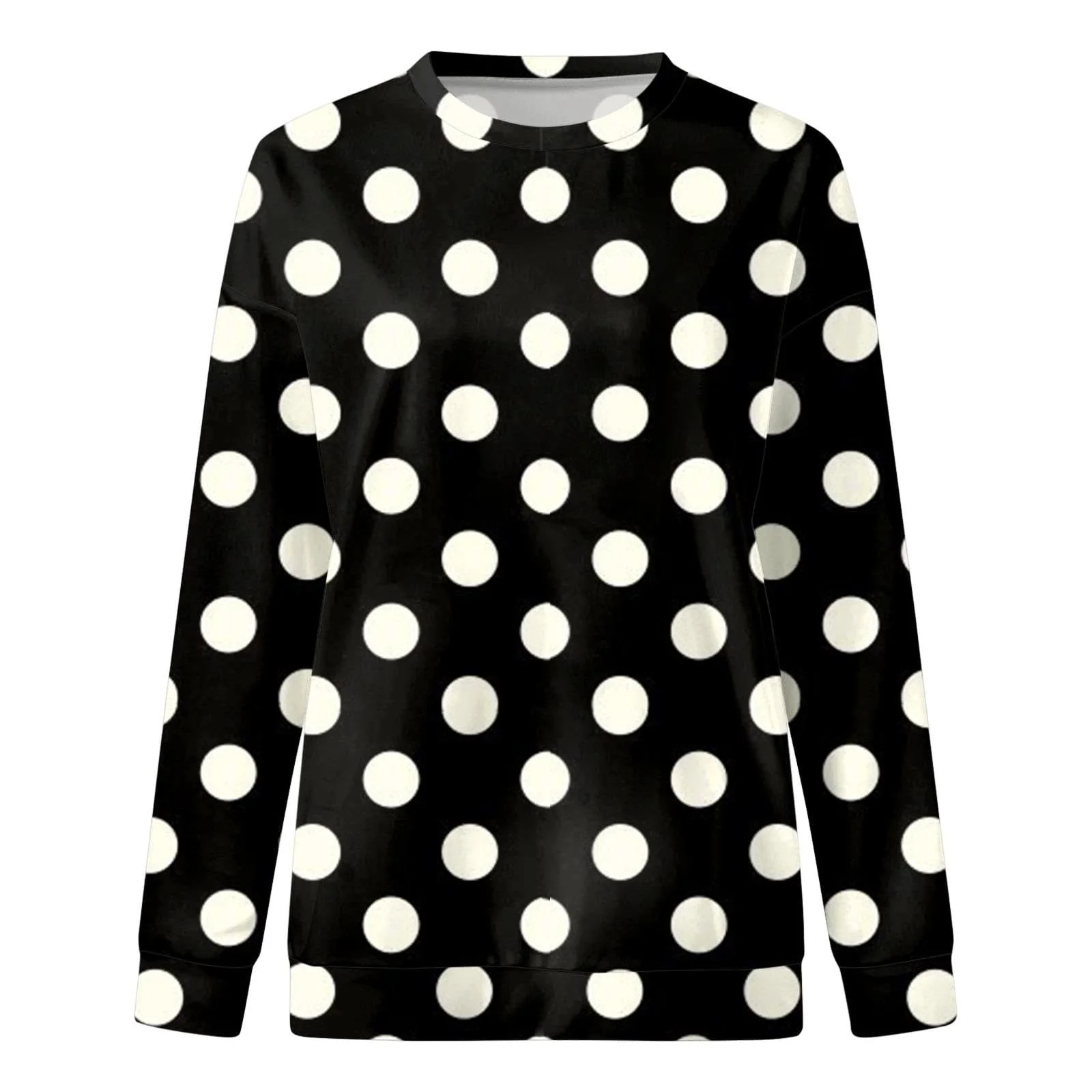 Y2K Женский свитшот с длинными рукавами Спортивный Комфортный Свободного кроя в горошек с круглым вырезом Спортивный Готический милый Модный, фото №4
