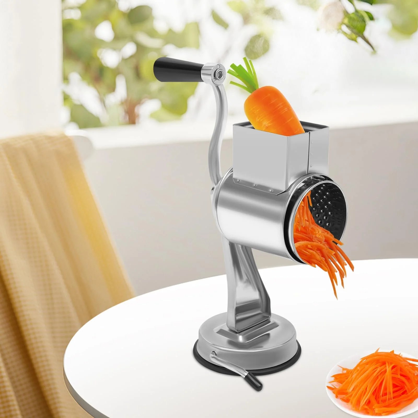 Роликова терка з нержавіючої сталі з присоскою / з 5 лезами з нержавіючої сталі, барабанна, фото №2