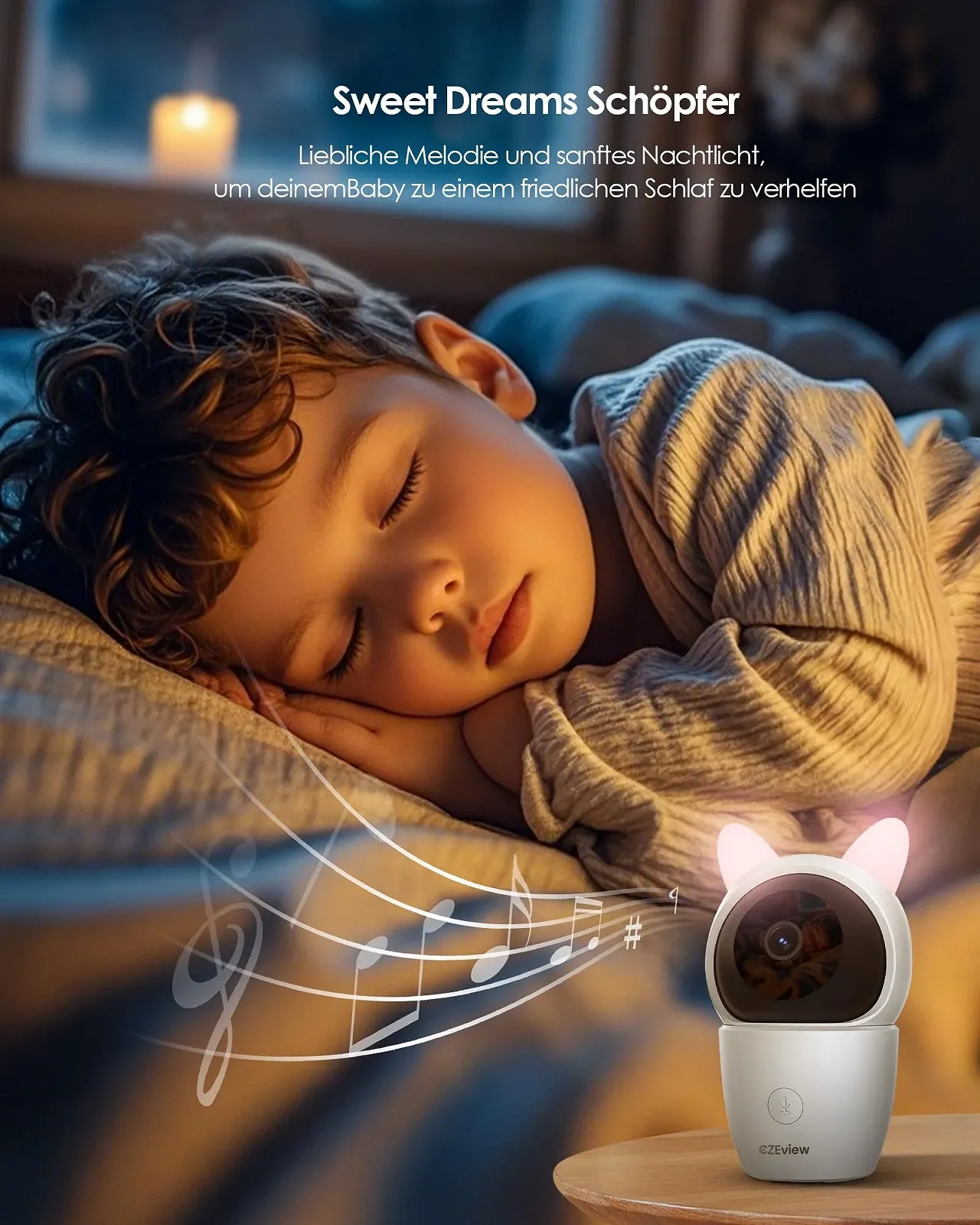 Видеоняня CZEview BM2 PRO 2K 5.0" HD WiFi, 360°, 4x зум, ночное видение, датчик плача, фото №5