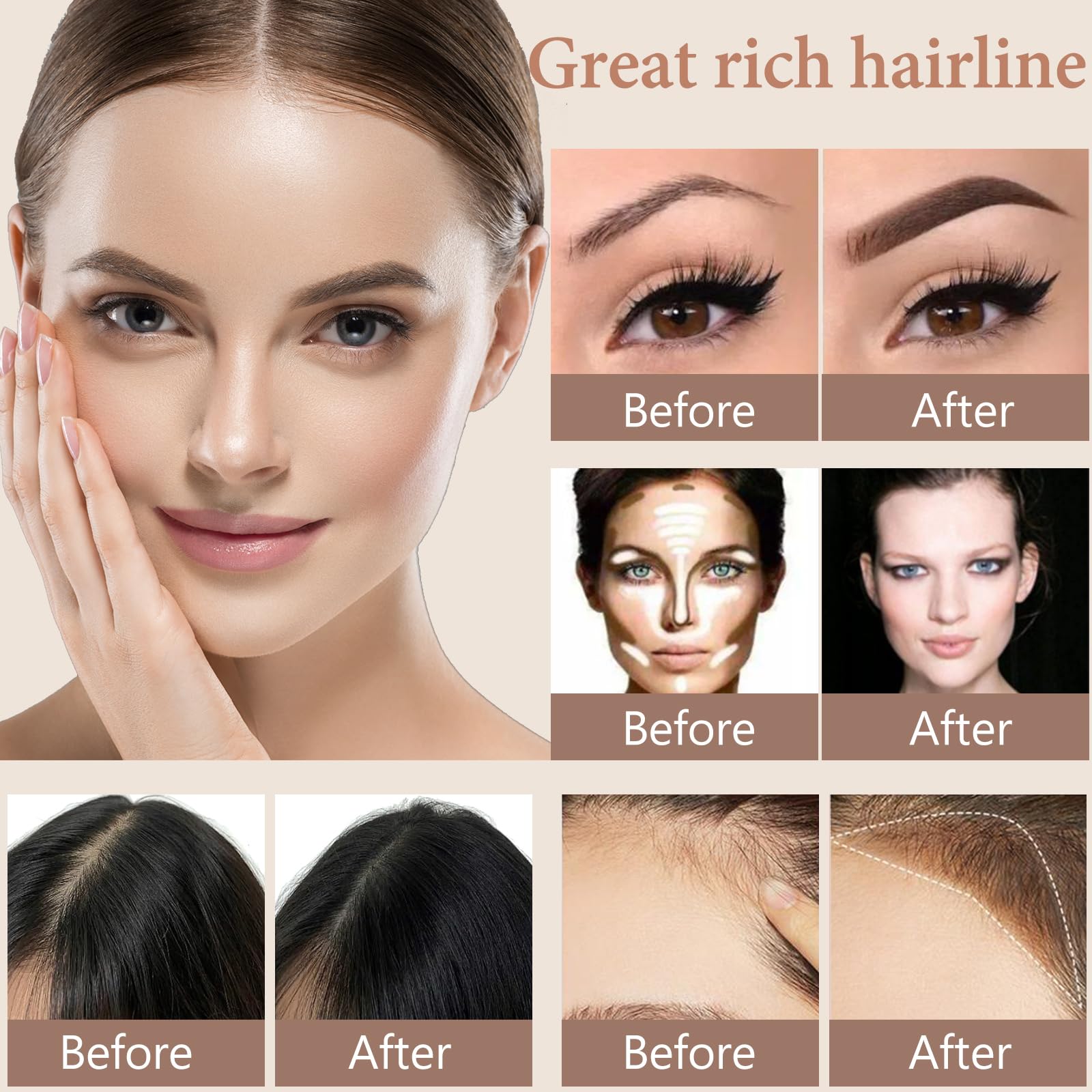 Набір для брів Eyebrow Stamp Kit Пудра Довготривала з 10 багаторазовими трафаретами для ідеального макіяжу брів, фото №5