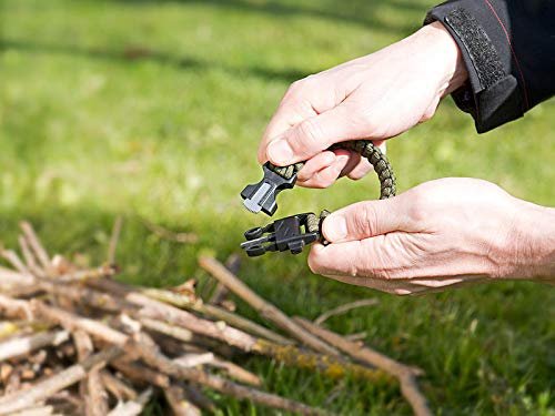Браслет Paracord Semptec Urban Survival Technology, Набор из 2 штук, с веревкой, свистком, огнивом и ножом, Черный, Оливковый, фото №5