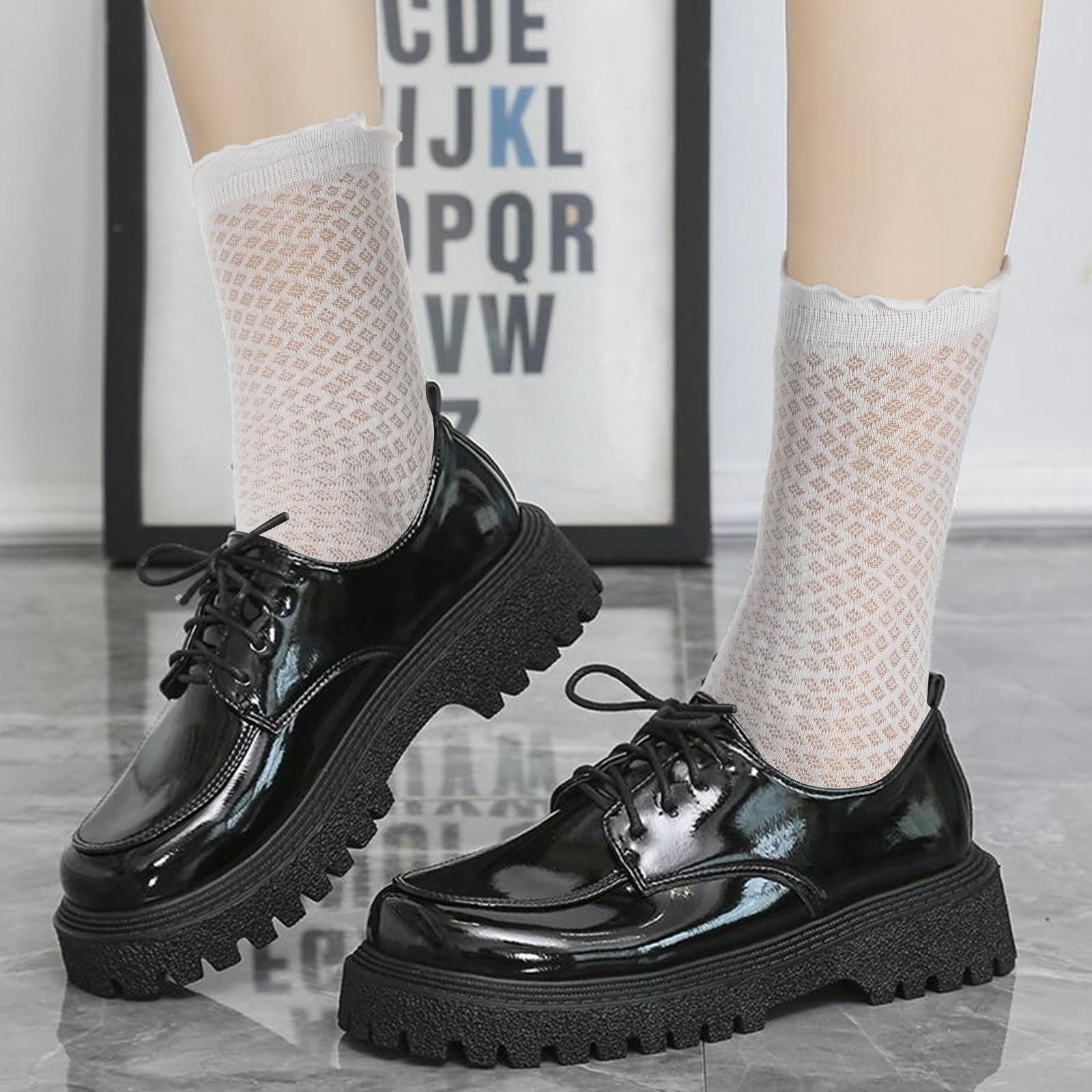 Носки Yolev 5 пар Женские, Белые Хлопковые Носки с Рюшами, Спортивные Носки, Удобные, Дышащие Носки, Однотонные Балетные Носки, Носки до Щиколотки для Женщин и Девочек, фото №7