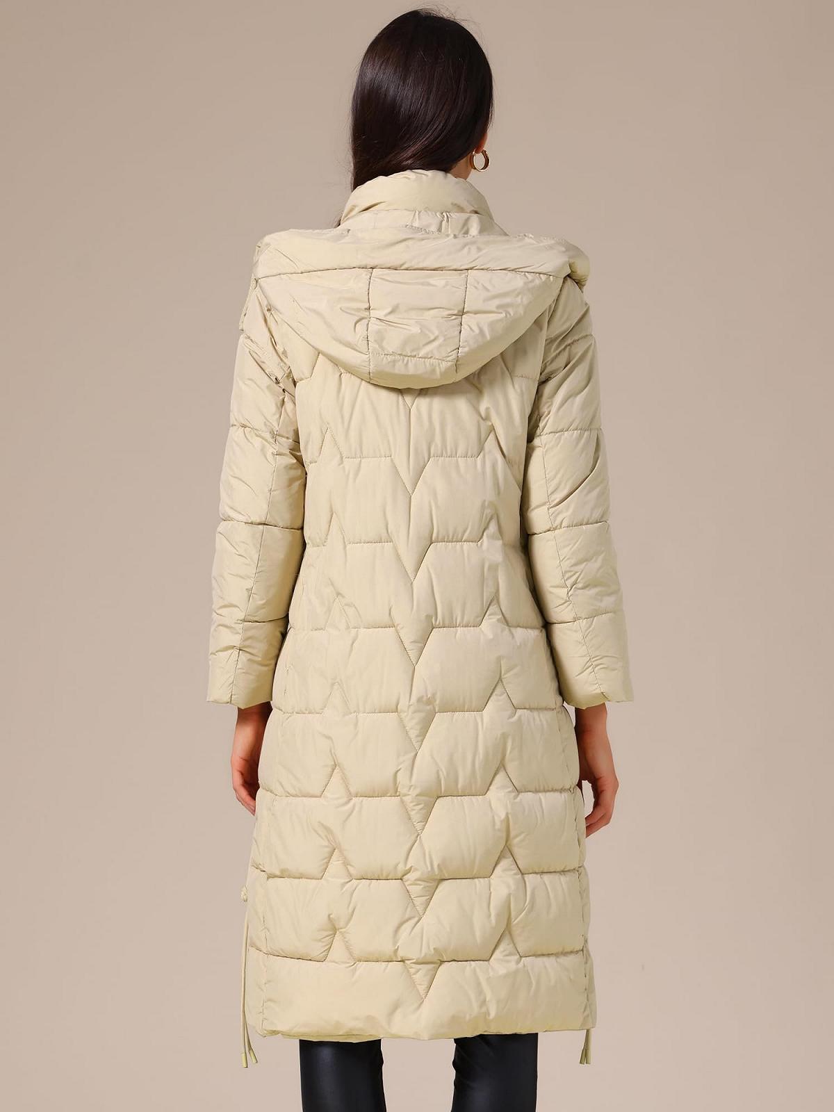 Пуховик Allegra K Зимний Длинный Капюшон Молния Куртка Верхняя одежда, фото №4