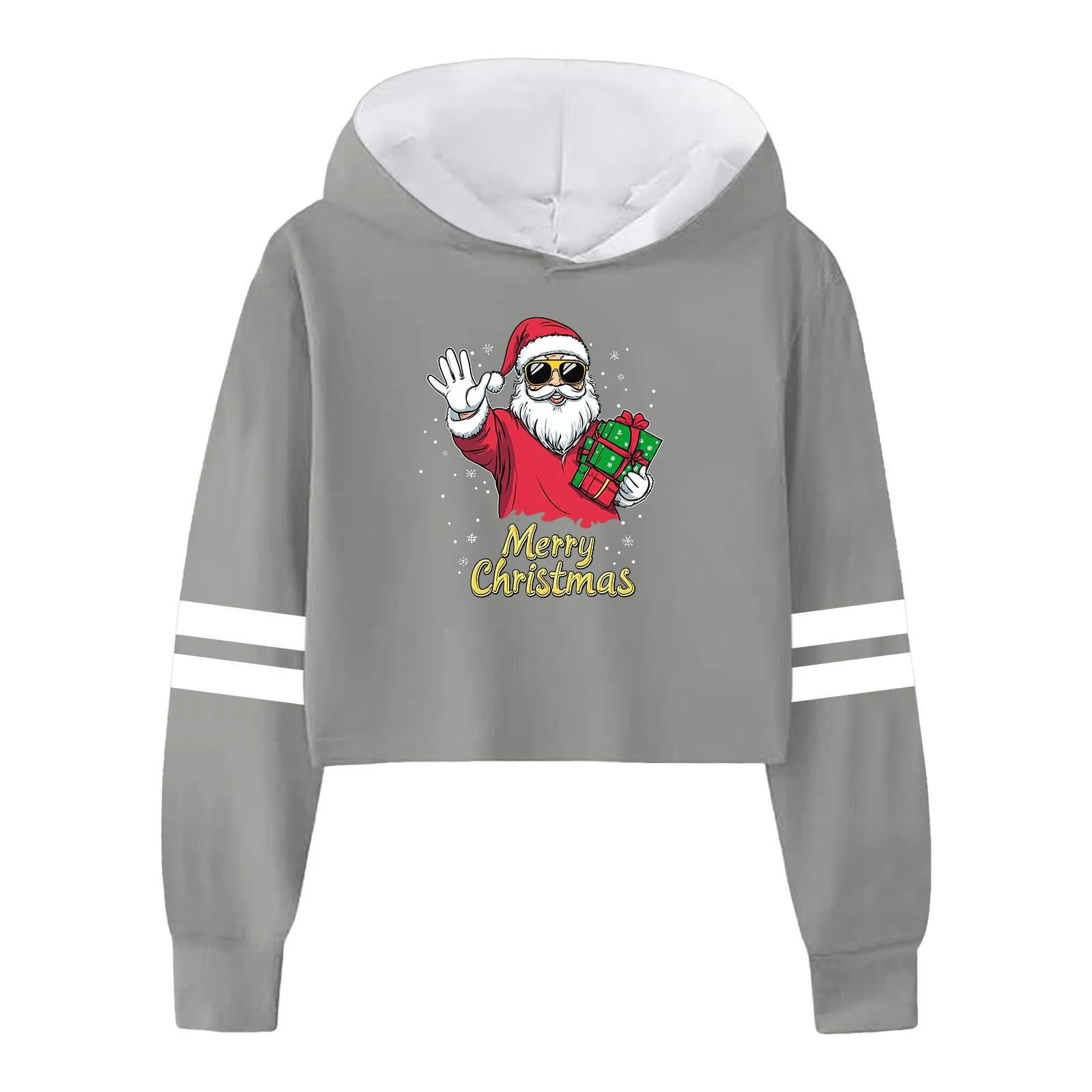 Джемпер Рождественский для девочек, забавный пуловер с круглым вырезом, зимние топы для детей, фото №2