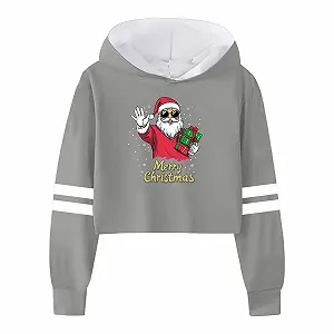 Джемпер Рождественский для девочек, забавный пуловер с круглым вырезом, зимние топы для детей synthetic.ua - Фото 1