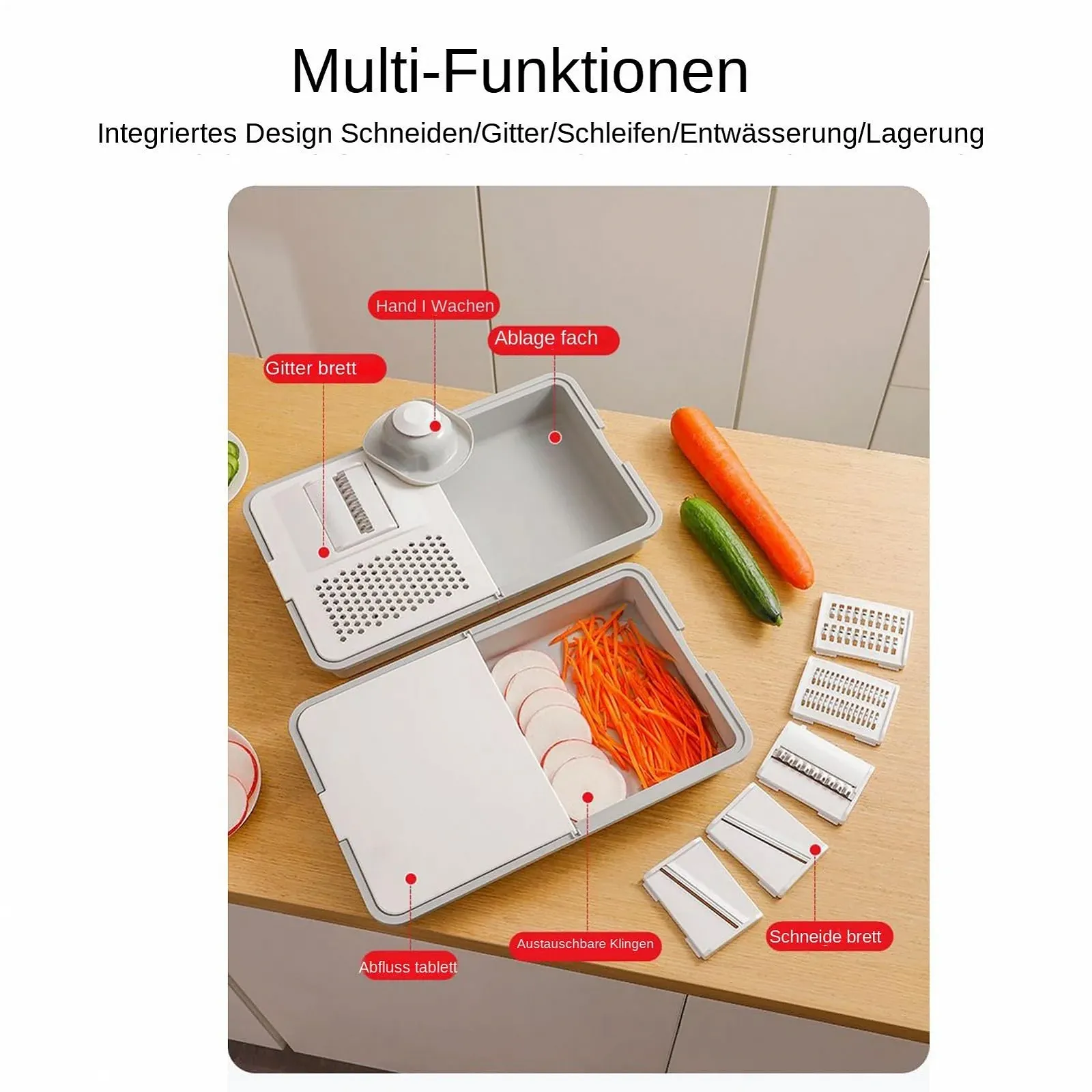 Овочерізка, Картоплерізка та Овочечистка Багатофункціональна різка з піддоном, фото №4