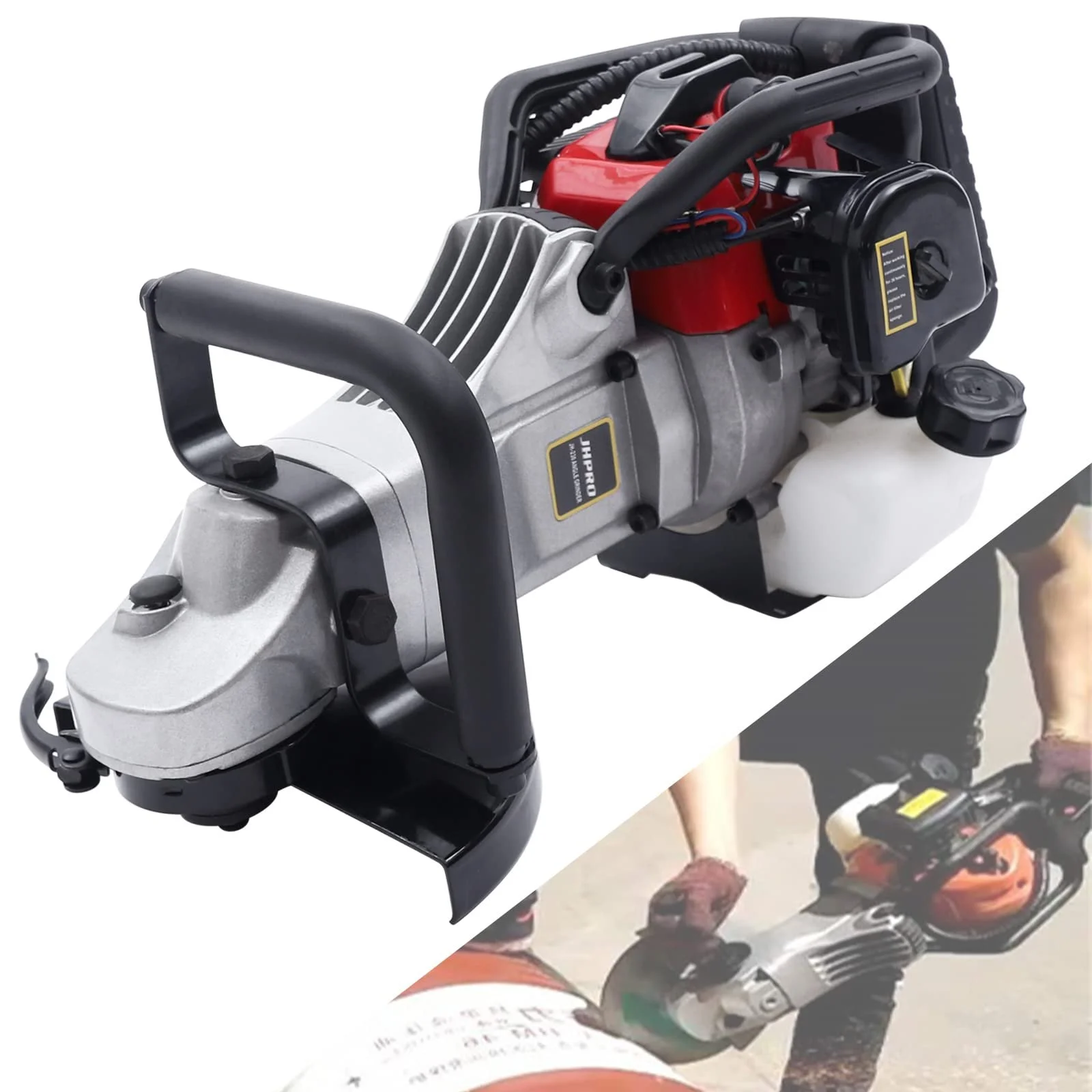 Полировальная машина Двухтактный двигатель Воздушное охлаждение 32,6 куб.см Топливная смесь Угловая шлифовальная машина 230 мм, фото №5
