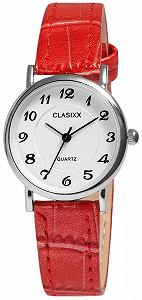 Жіночий годинник Clasixx Ремінець зі штучної шкіри, червоний - Фото 1