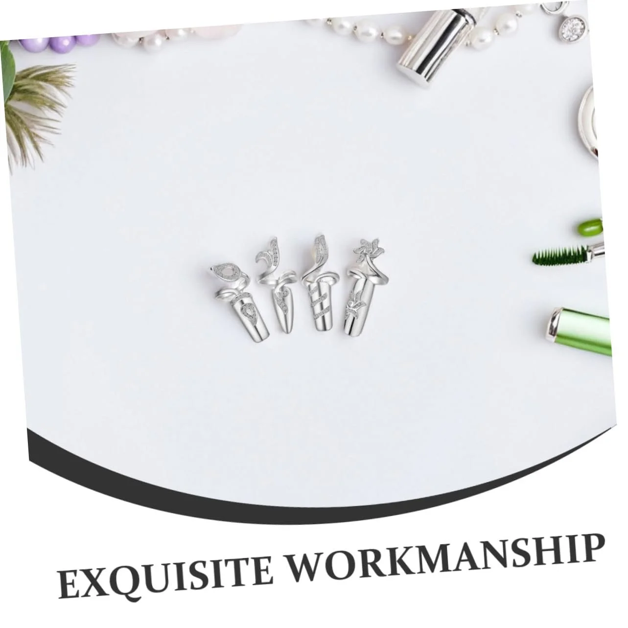 Кольца для ногтей GALPADA 4 шт. Adjustable Open Rhinestone, фото №3