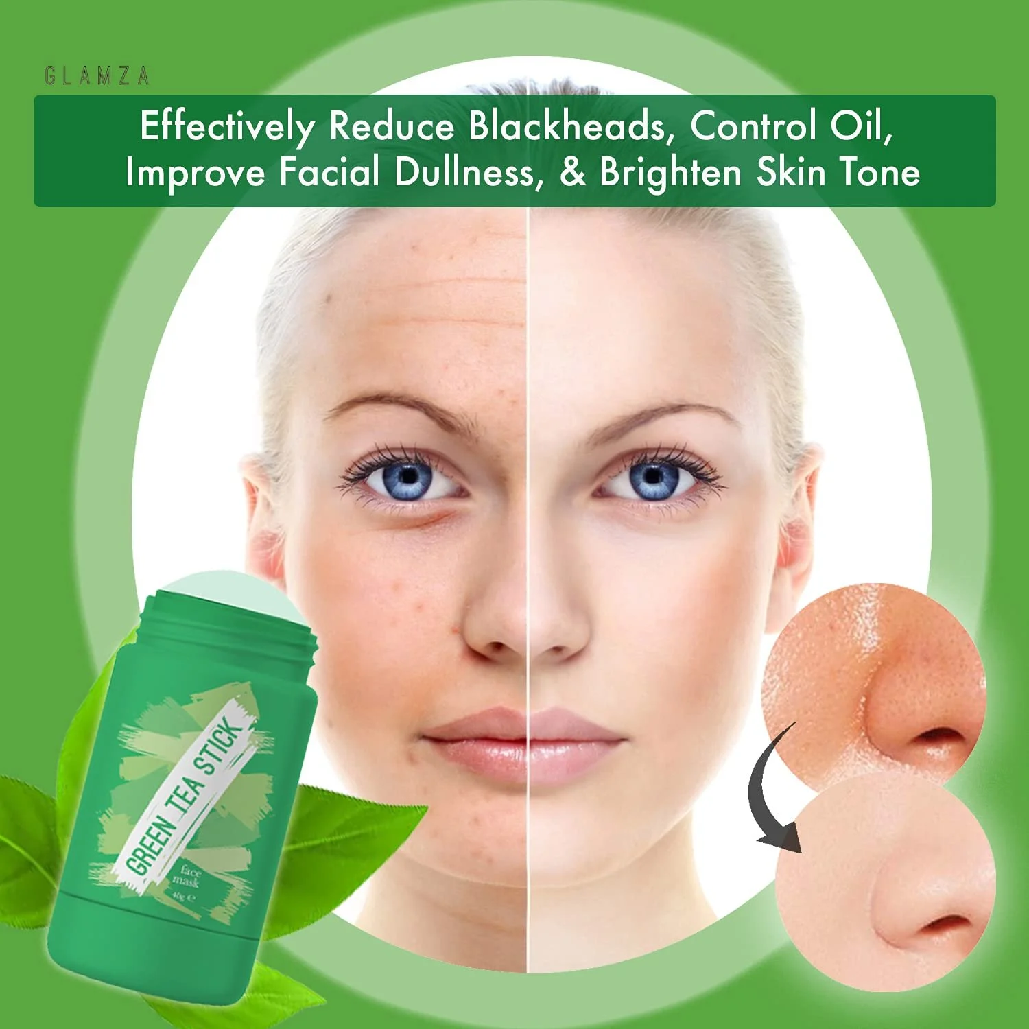 Маска для обличчя GLAMZA Зелений чай та Баклажан GLAMZA Очищувальна маска-стік, фото №3