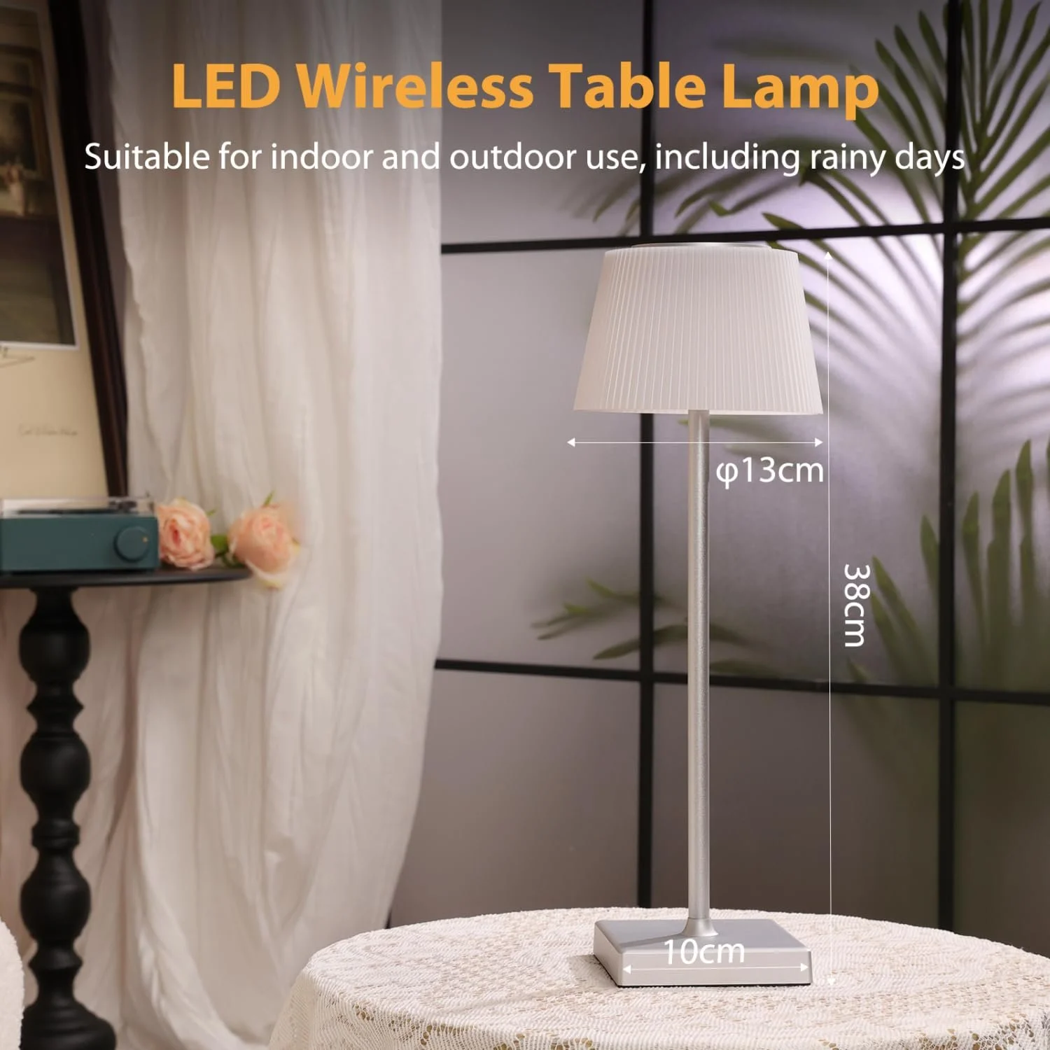 Настільна лампа Aigostar LED акумуляторна бездротова сенсорна димована IP54 Срібляста, фото №7