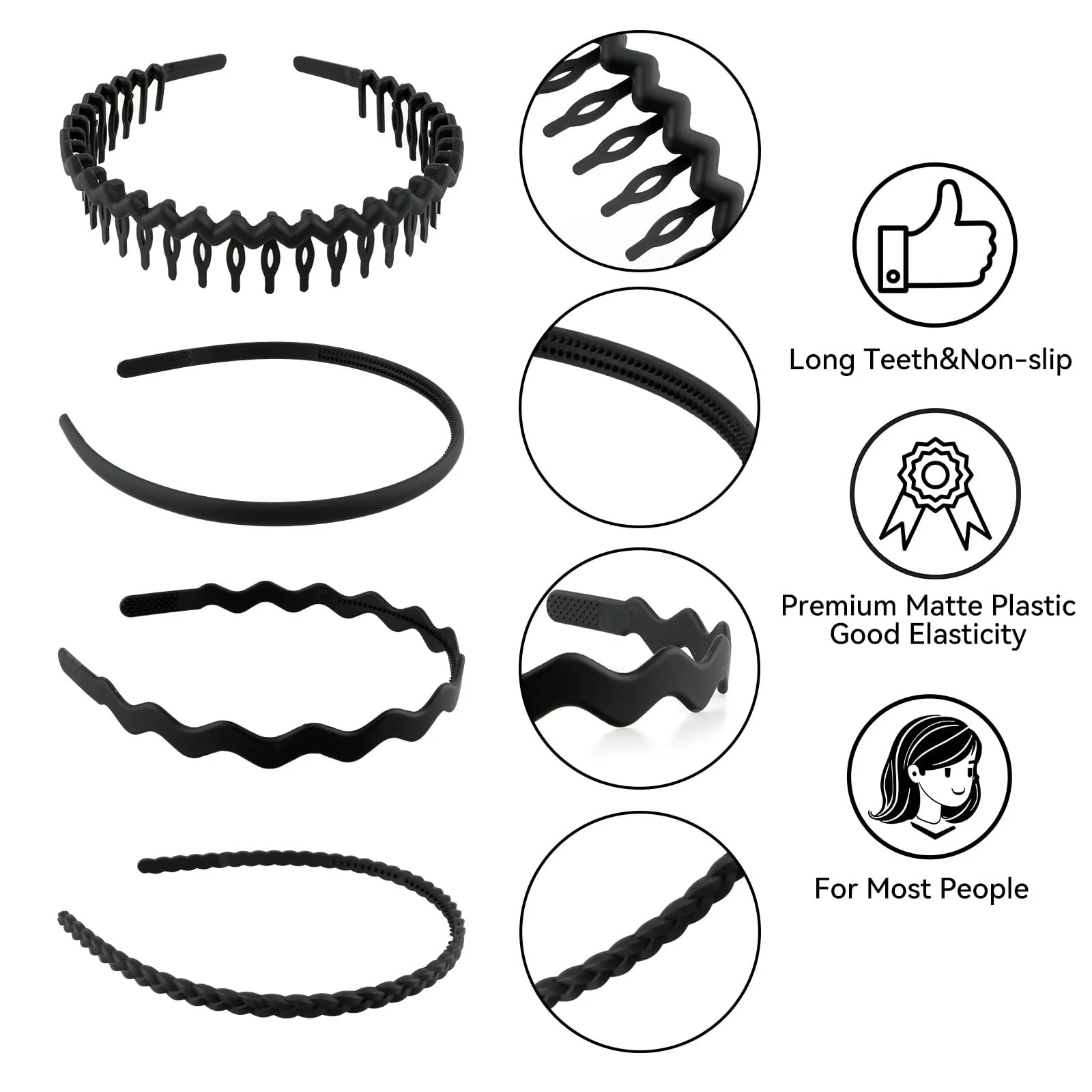 Обруч Sibba Набір з 5 Чорний, фото №4