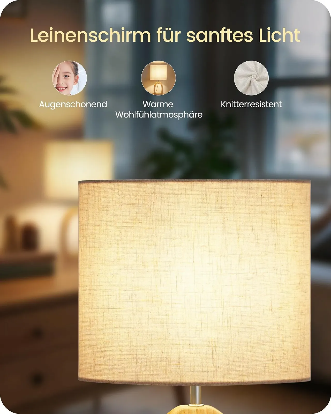 Настільна лампа Modern Wooden Bedside Lamp ZME07TLD05N1 E27 2700K Beige, фото №3