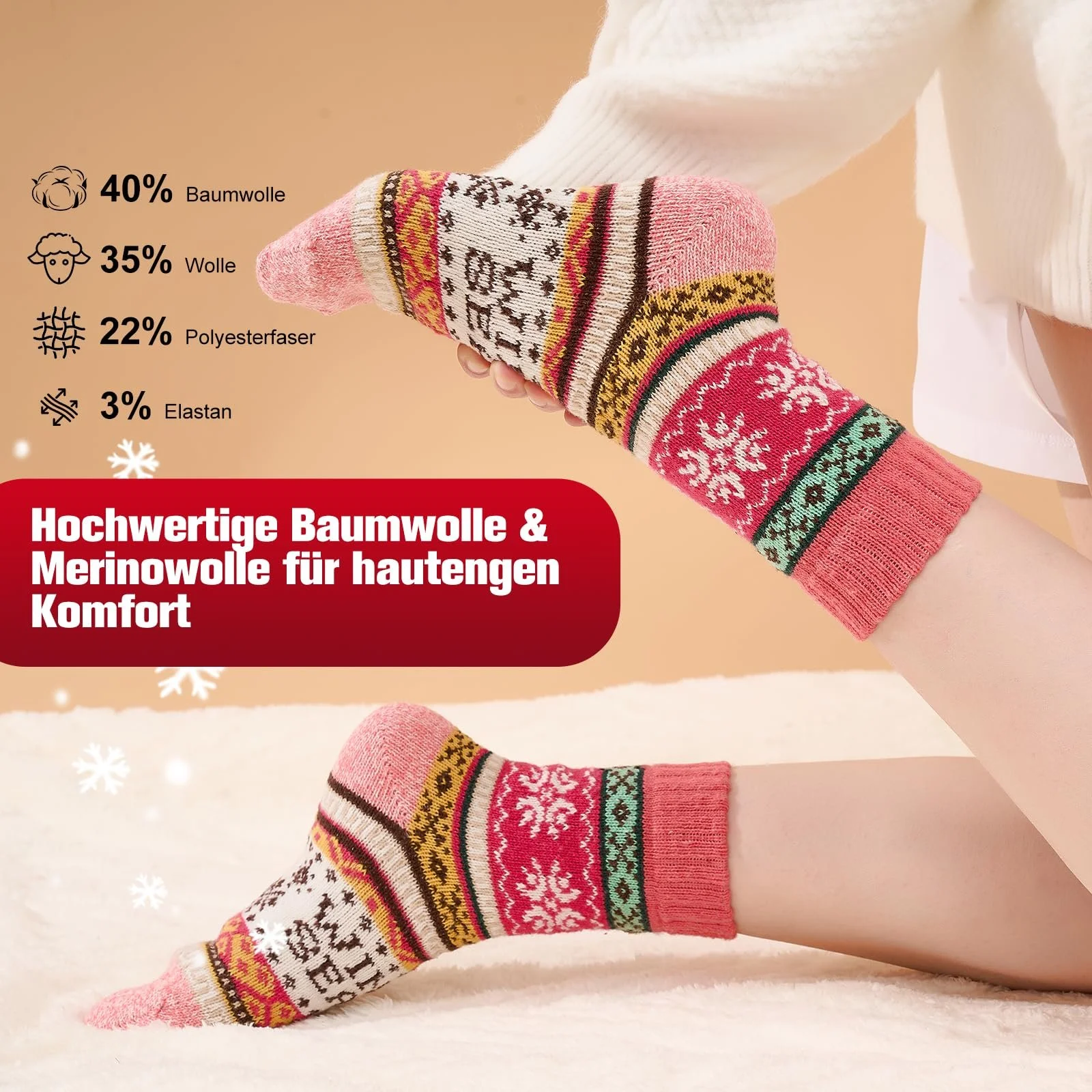 Вовняні термошкарпетки Жіночі, 5 пар товстих теплих вовняних шкарпеток, розмір 35-42, фото №3